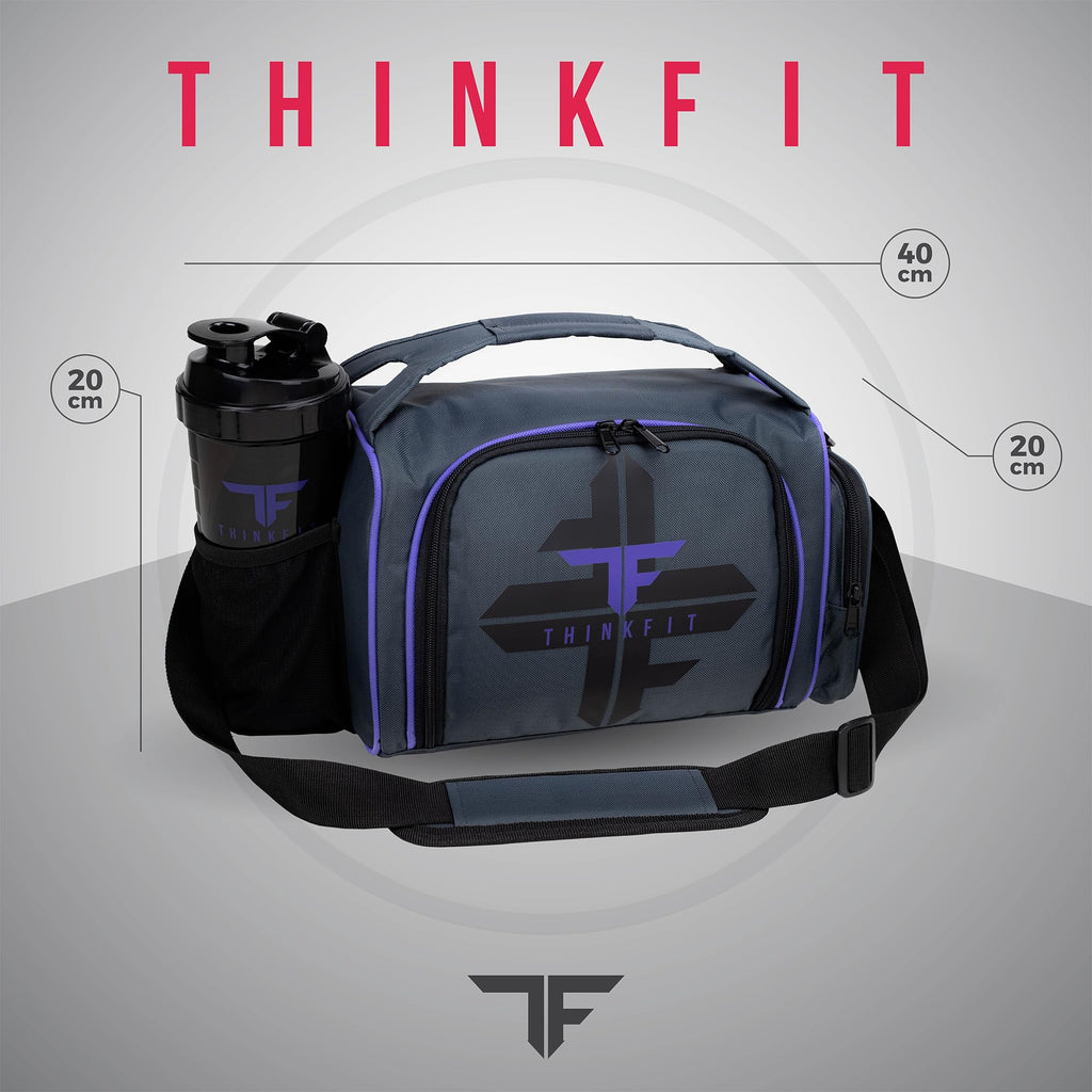 ThinkFit Insulated Meal Prep Lunch Bag with 6 Containers & Shaker - Purple