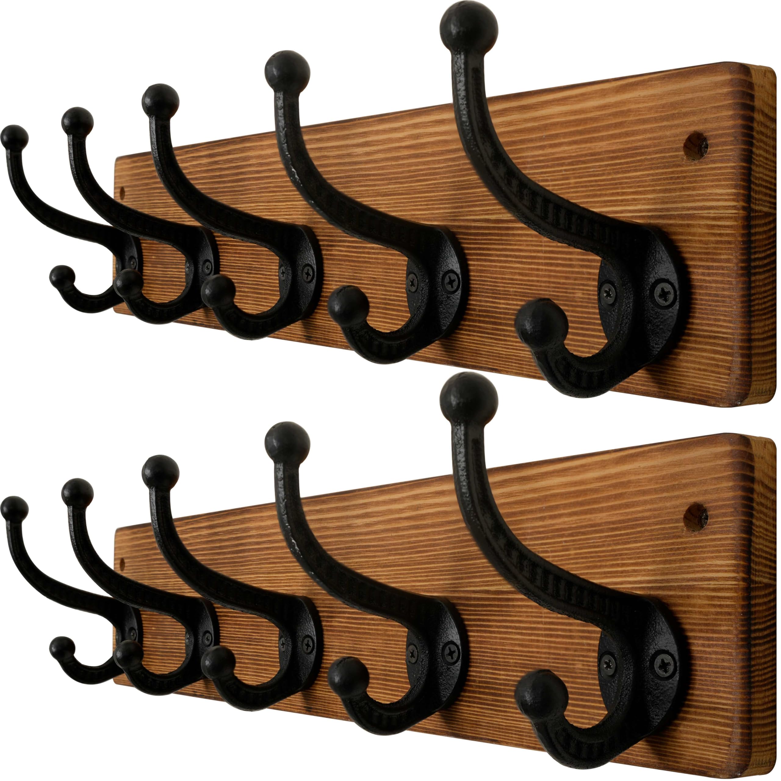 WEBI Rustic Wall Mount Coat Rack – Heavy Duty Cast Iron Hooks, 2 Pack