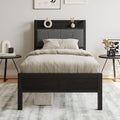 BOFENG 3ft Single Metal Bed Frame with Storage Headboard & Upholstered Slat