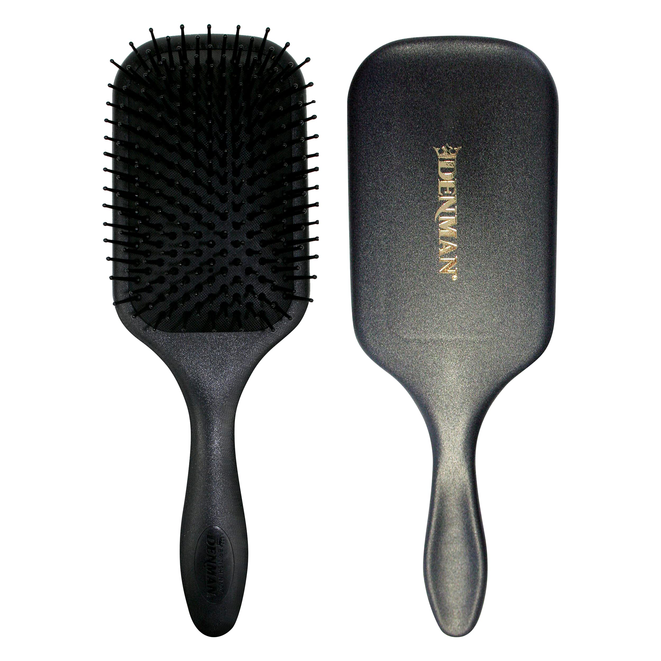 Denman Large Paddle Cushion Hair Brush – Detangling & Blow Drying (Black)