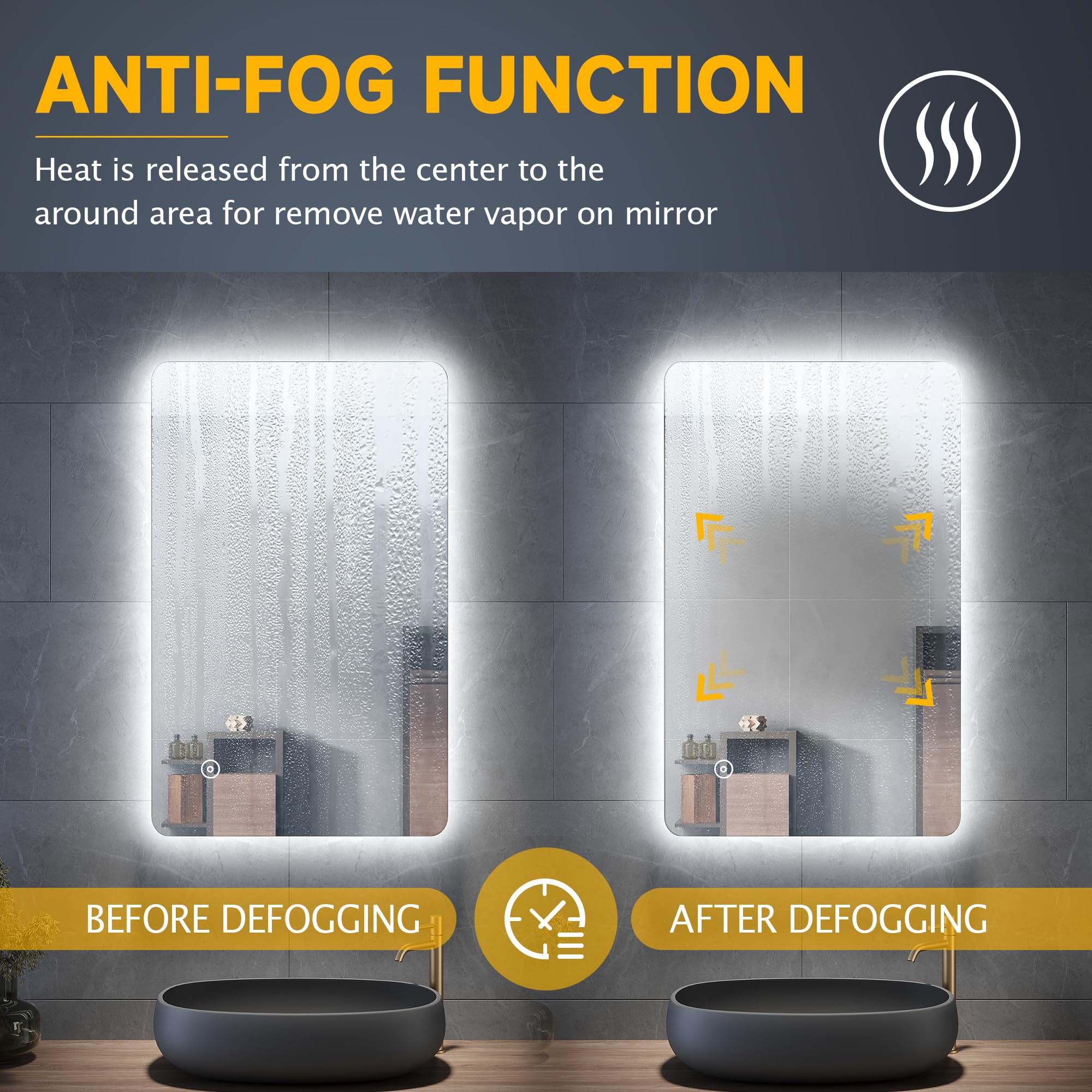 800x500mm LED Bathroom Mirror – Dimmable Backlit Anti-Fog