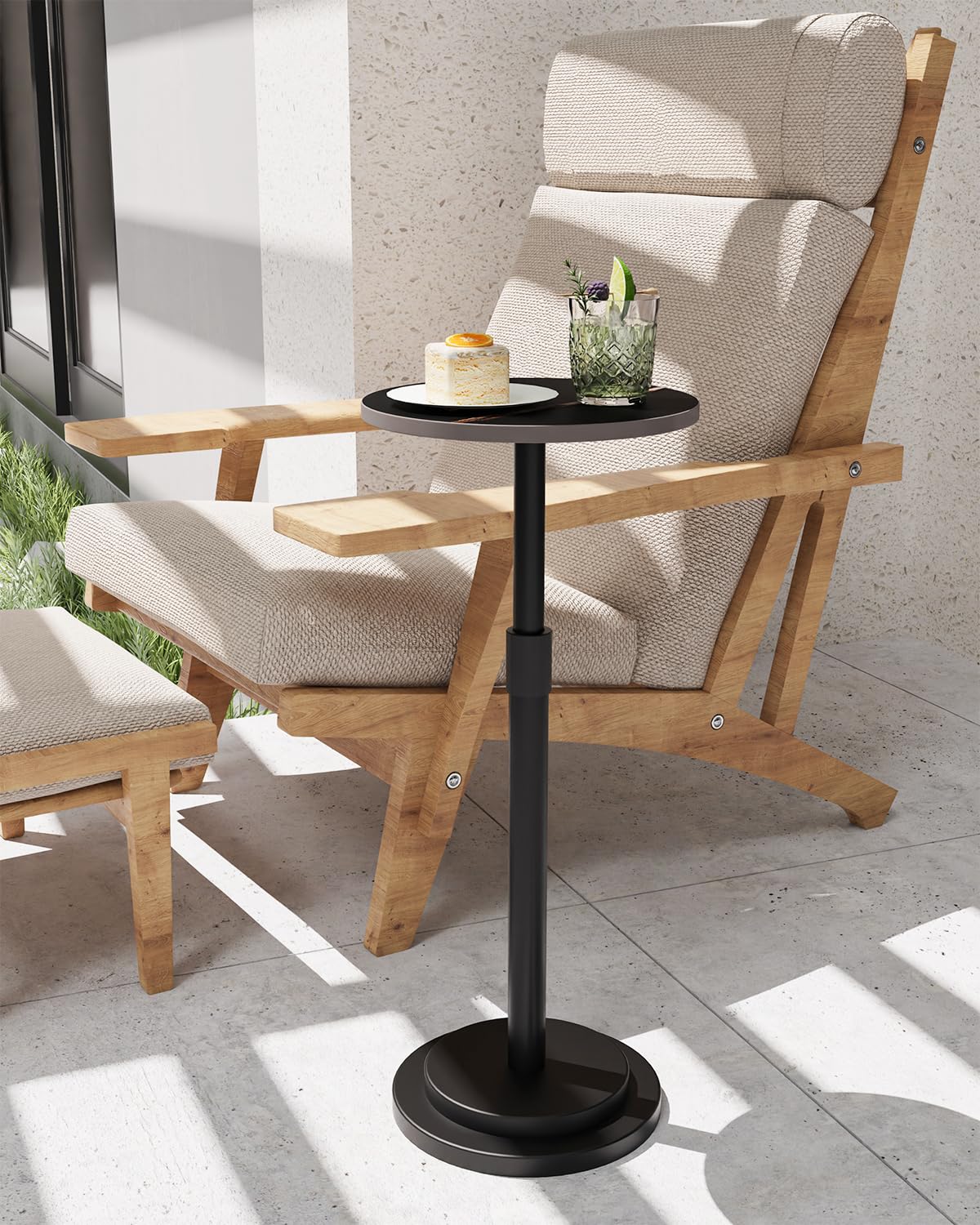 GUOHNHE Round Side Table, Height Adjustable Pedestal Stand, 1 Pack, Black - image 3