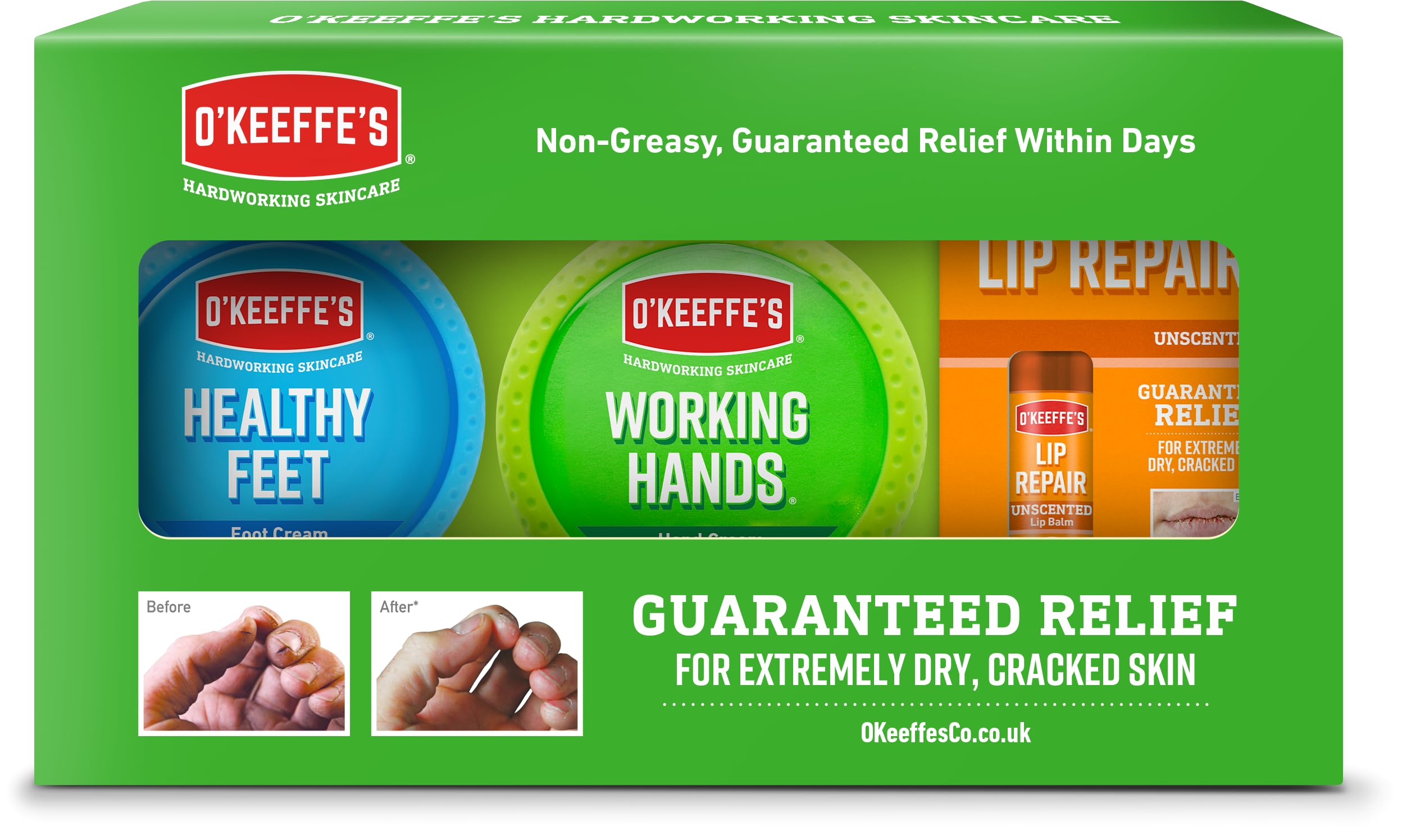 O'Keeffe's Skincare Gift Pack | Working Hands, Healthy Feet & Lip Repair