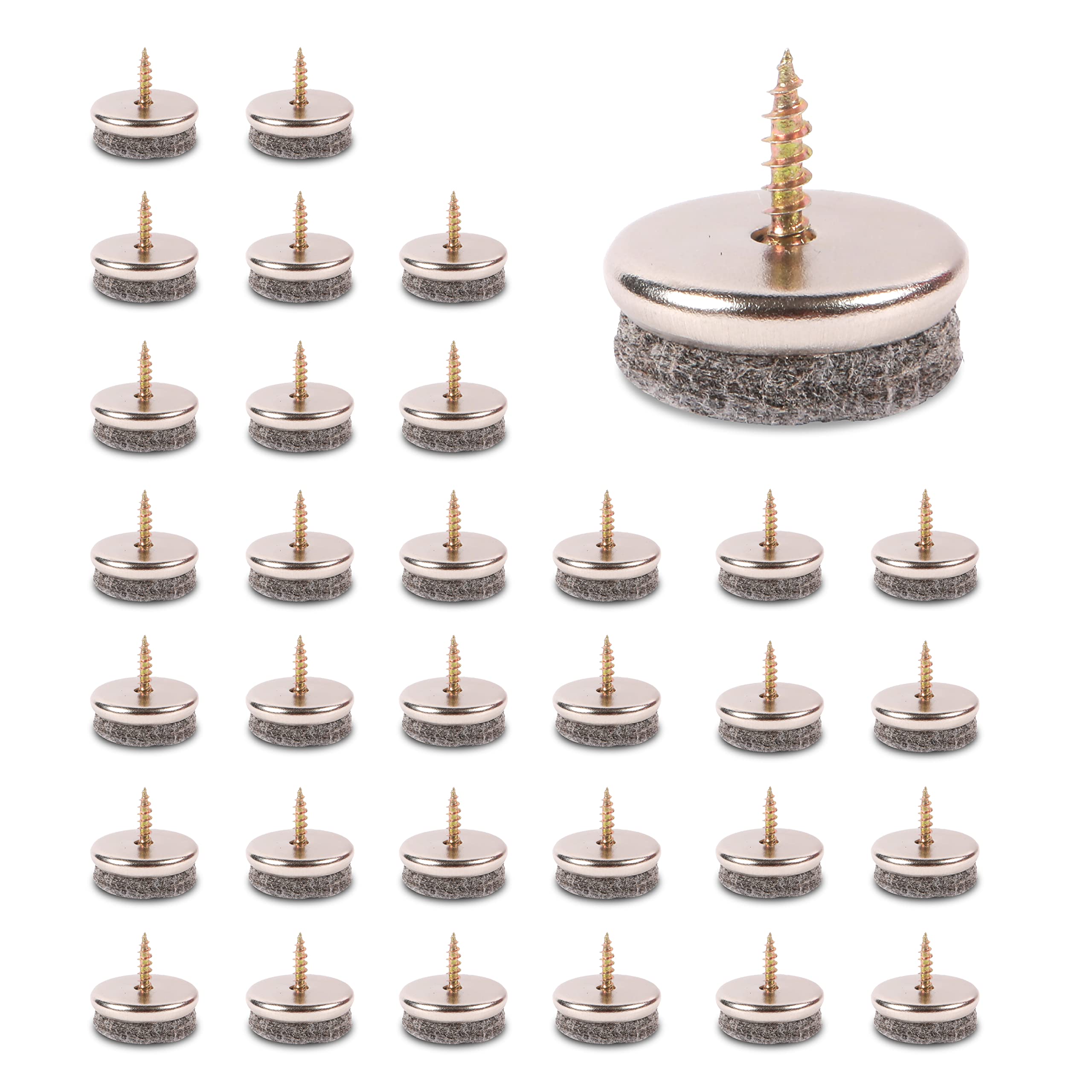 SIMALA Screw-In Felt Furniture Pads – 24mm Floor Protectors (32 Pack)