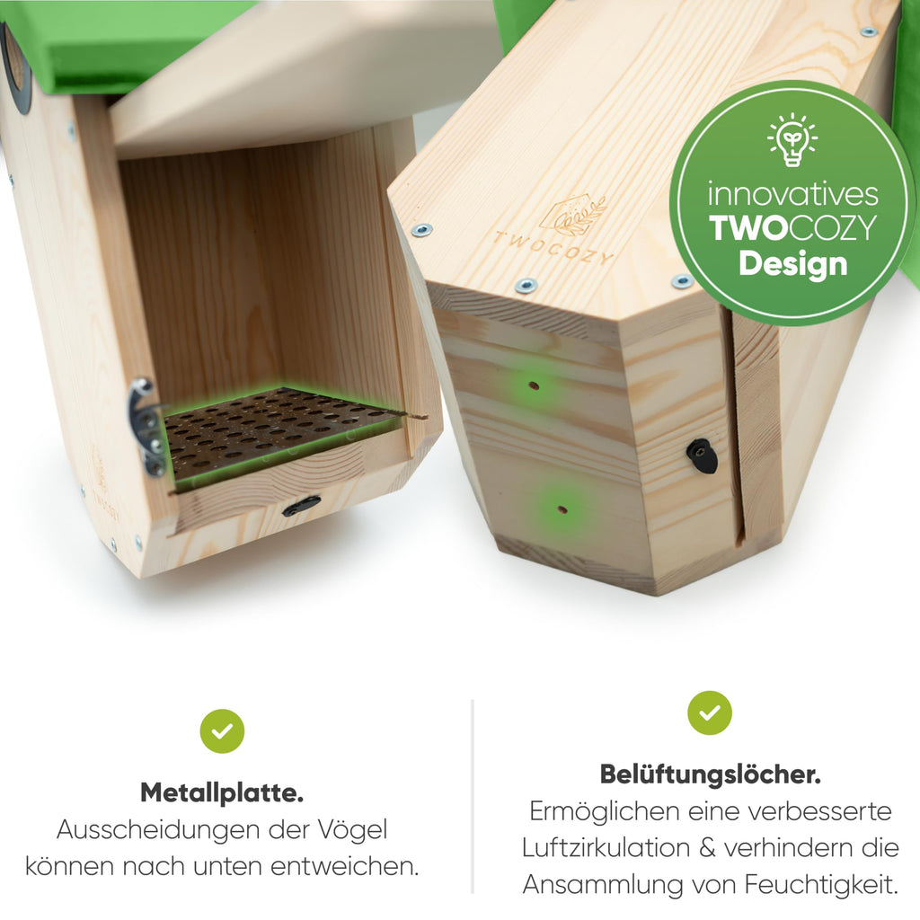 TWOCOZY Premium Nistkasten für Meisen – Wetterfestes Holz mit Spechtschutz