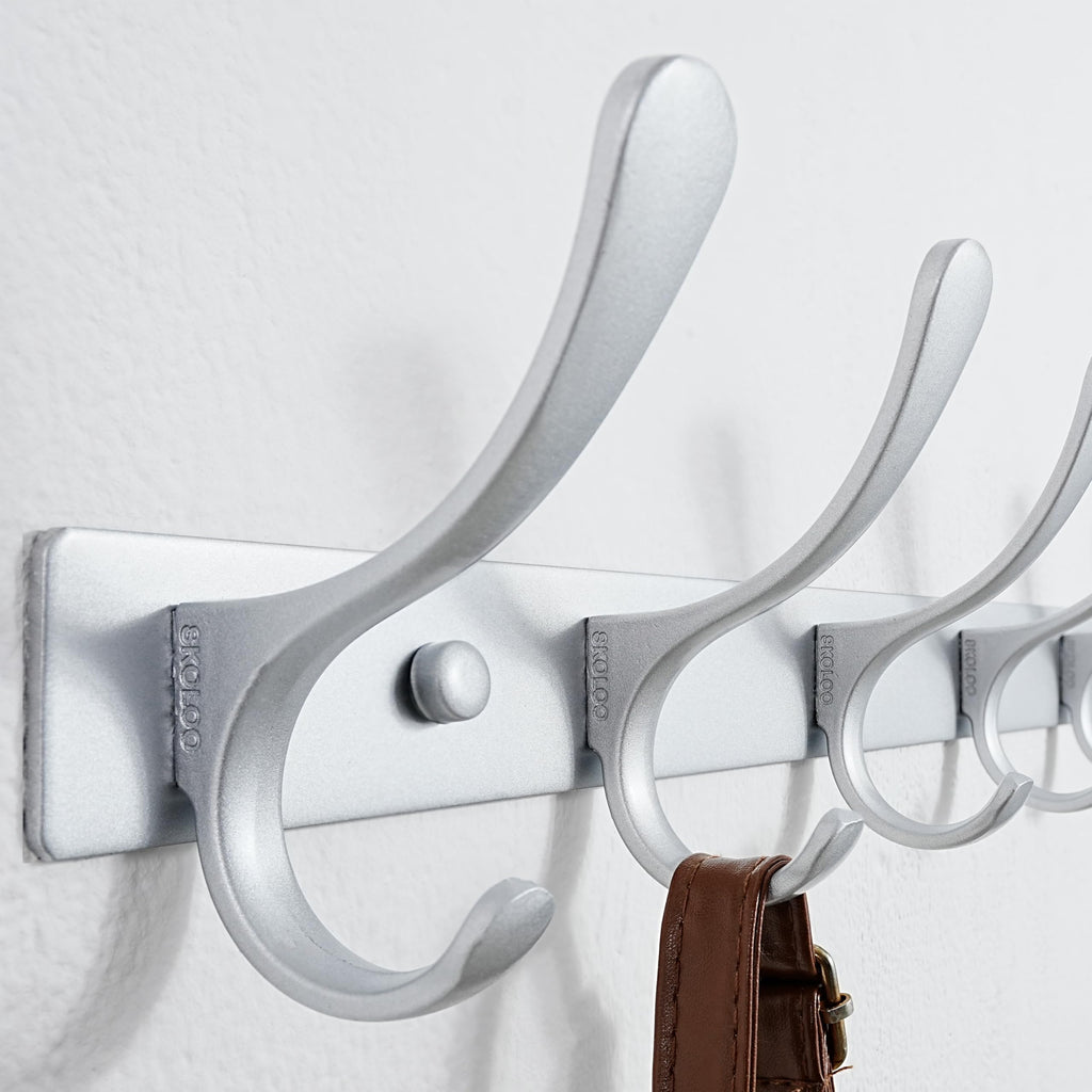 SKOLOO Coat Rack Wall Mounted - 6 Hooks, Heavy Duty, Stainless Steel, Metal Wall Coat Hanger, Sturdy Wall Hooks for Hanging Coat, Jacket, Clothes - image 3