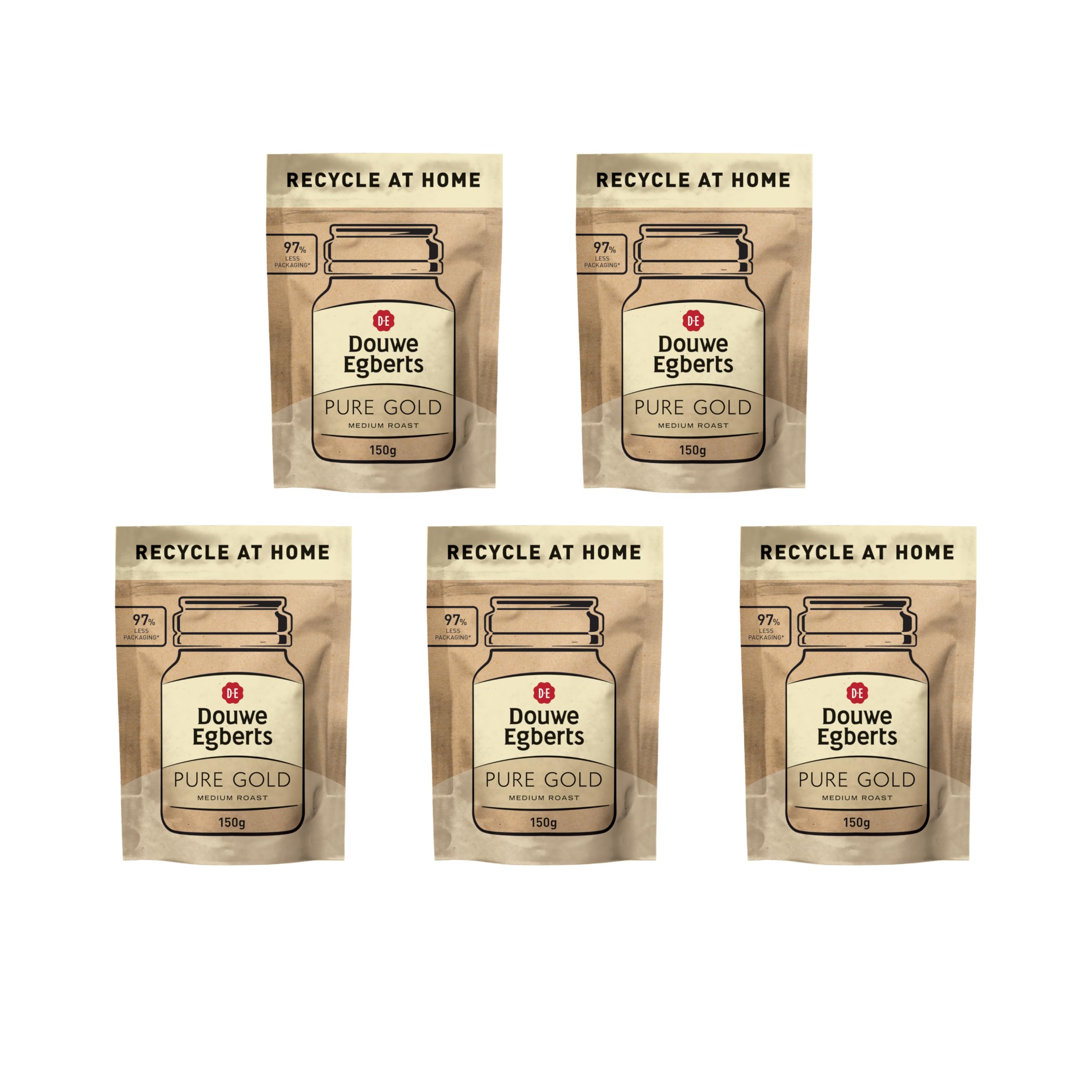 Douwe Egberts Pure Gold Instant Coffee Refill - 150g (Pack of 5)