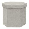 PINPLUS Chenille Ottoman Storage Box, Hexagonal Folding Stool, Silver Grey