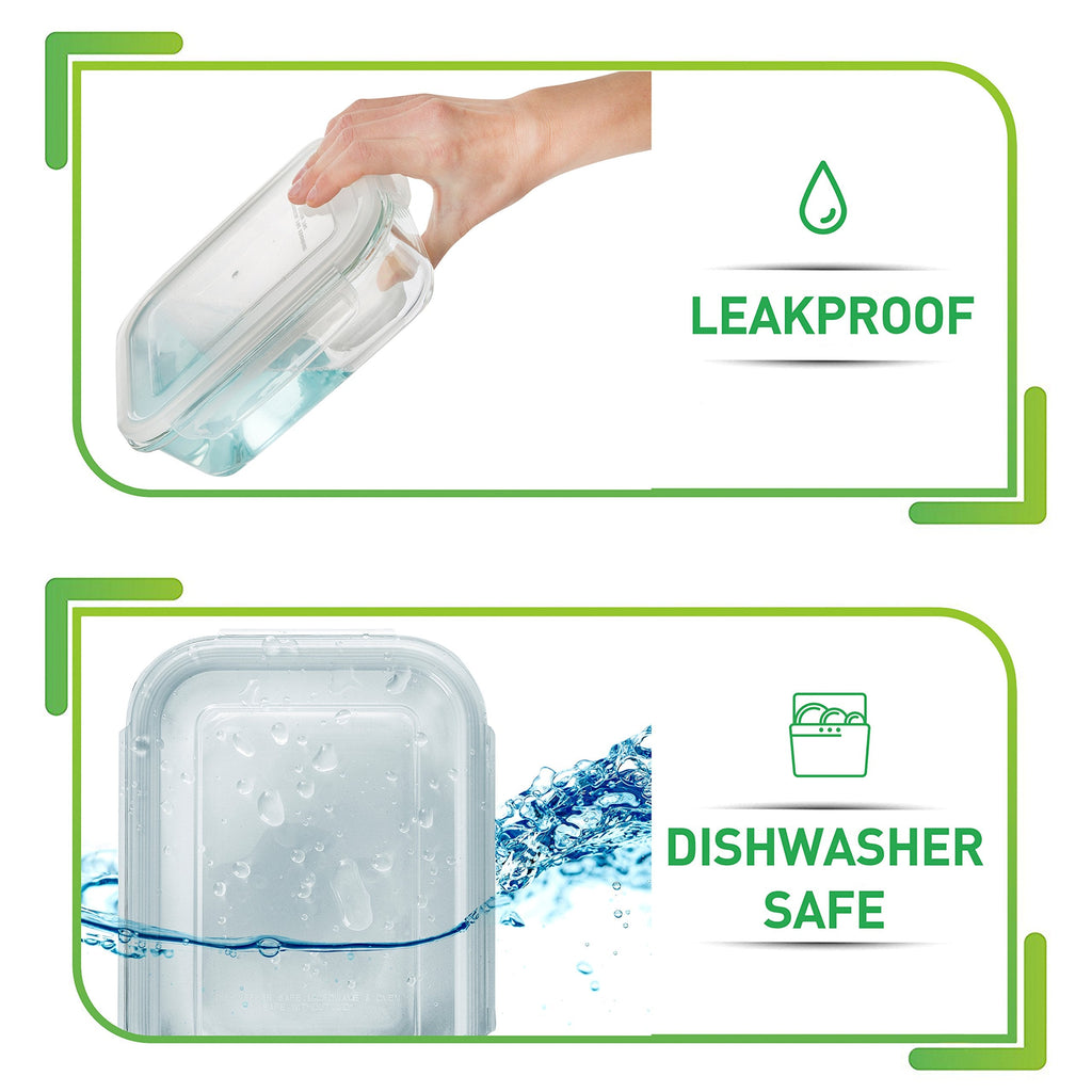 Glass Meal Prep Containers – 5-Pack Airtight 1060ml Units