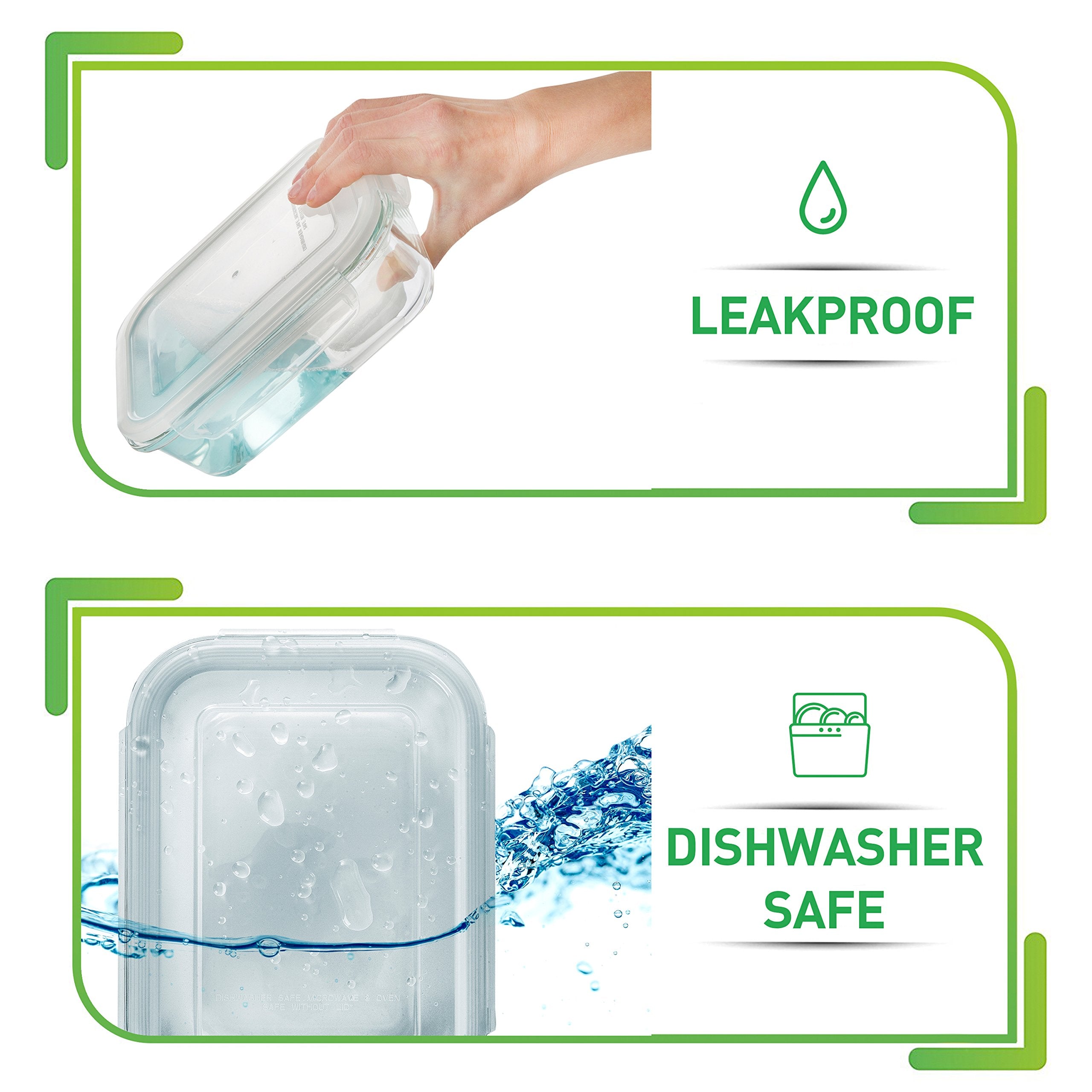 Glass Meal Prep Containers – 5-Pack Airtight 1060ml Units