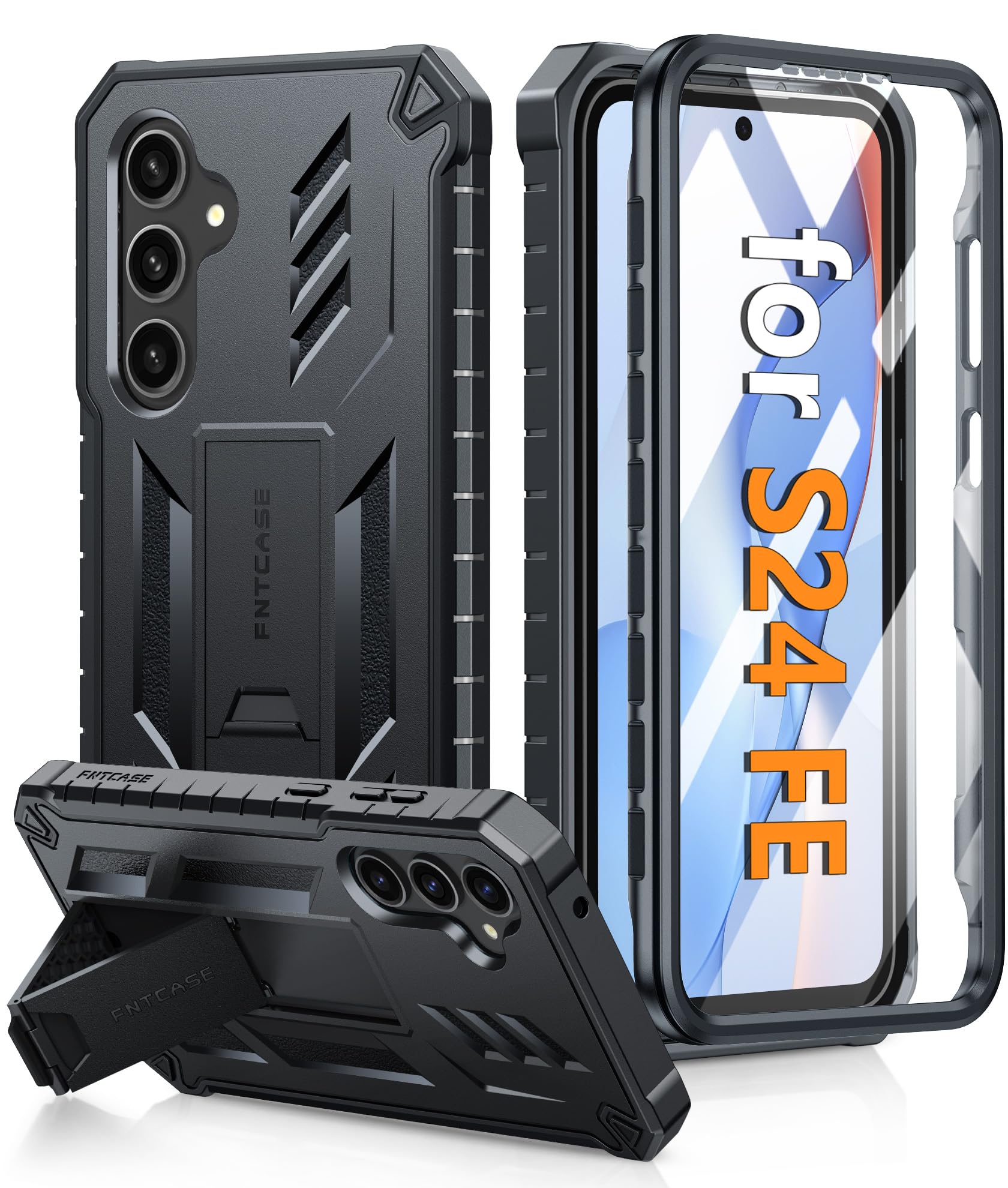 FNTCASE Samsung Galaxy S24 FE Case - Rugged Shockproof Cover with Kickstand
