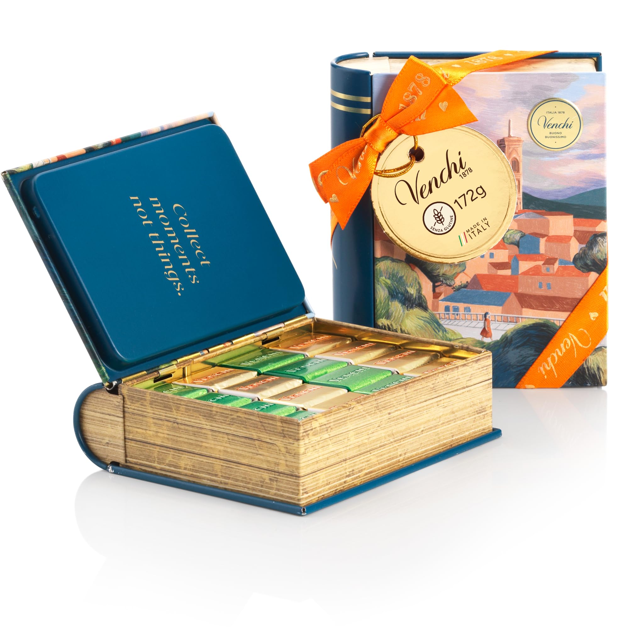 Venchi Mini Tin Book Firenze: 16 Cremini Chocolates, Gluten-Free, 6.06 oz