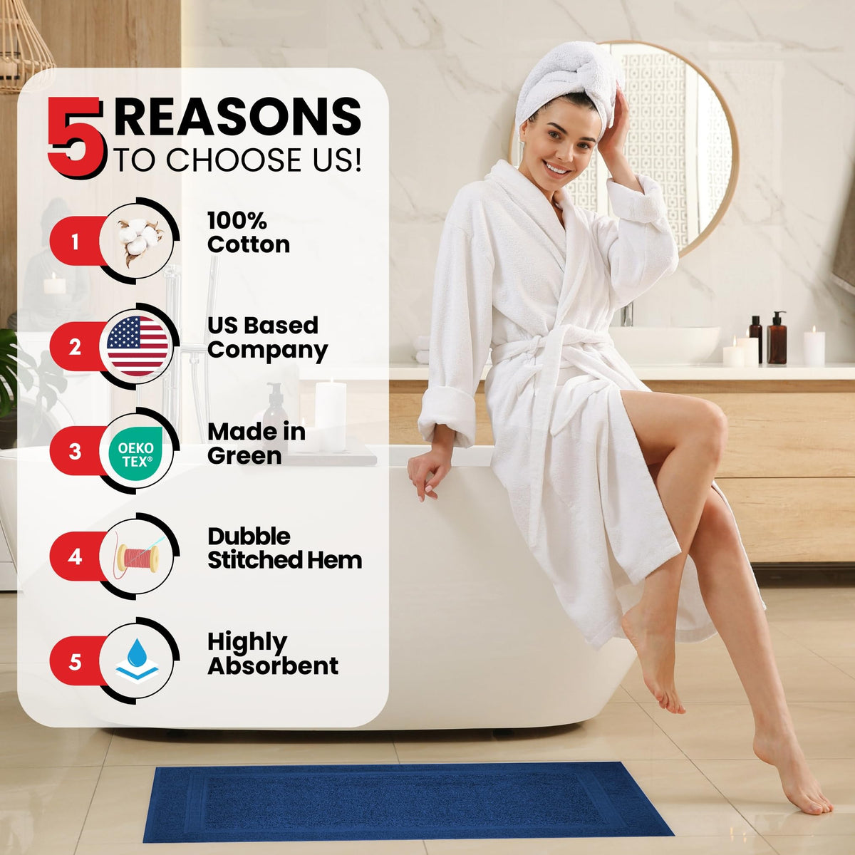 Infinitee Xclusives Cotton Bath Mat 86 x 55 cm - Bathroom Mat - 2-Pack