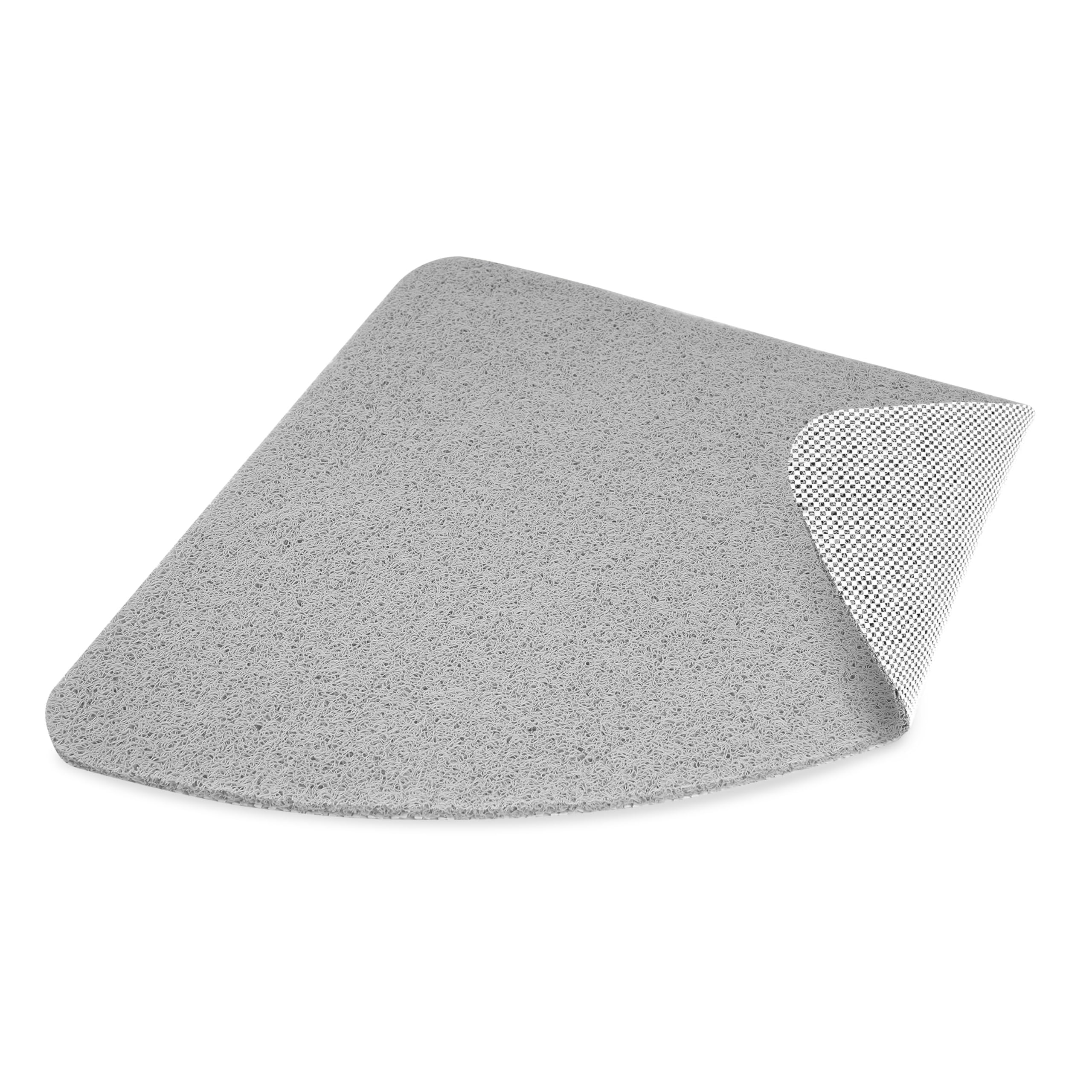 Dikots Corner Shower Mat – 60x60cm Grey Loofah PVC Non-Slip Quadrant