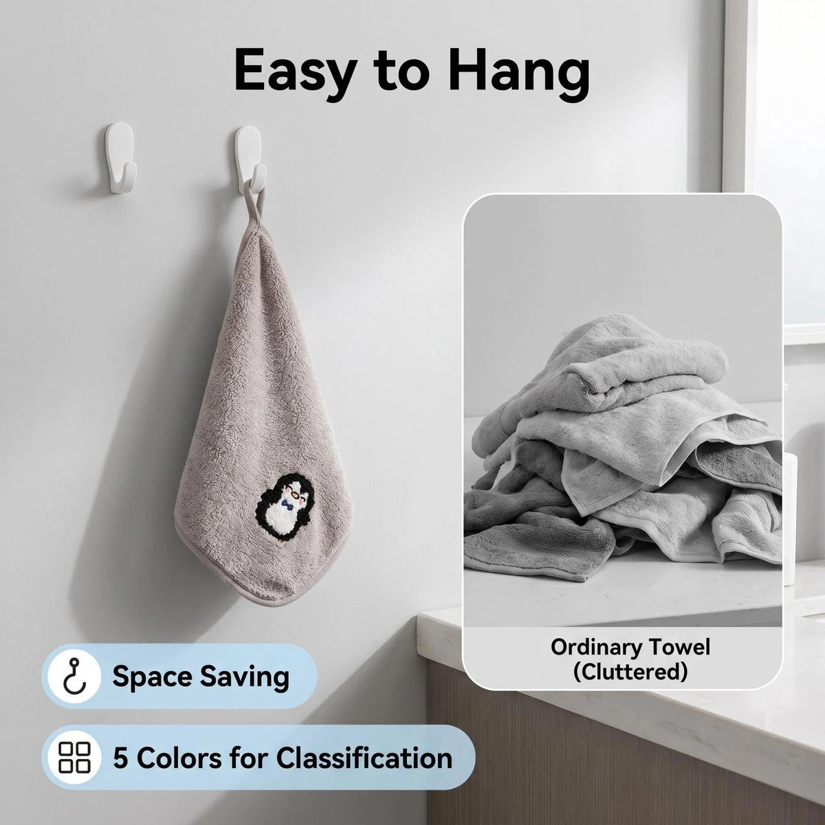 Embhlitfe 5Pcs Children's Facial Towel, Cute hand towel set Multicolor Fingertip Towels - image 5