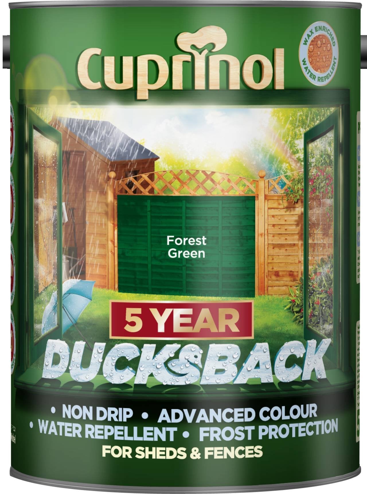 Cuprinol Ducksback 5L Forest Green Waterproof Shed & Fence Paint