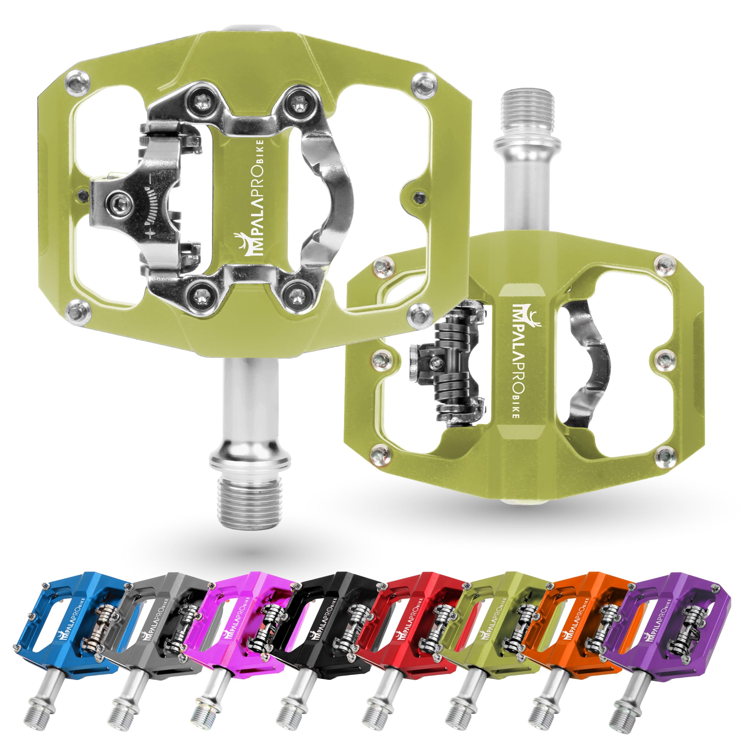 IMPALAPRO Dual Function MTB Pedals | Flat & SPD Clipless | 9/16" Yellow