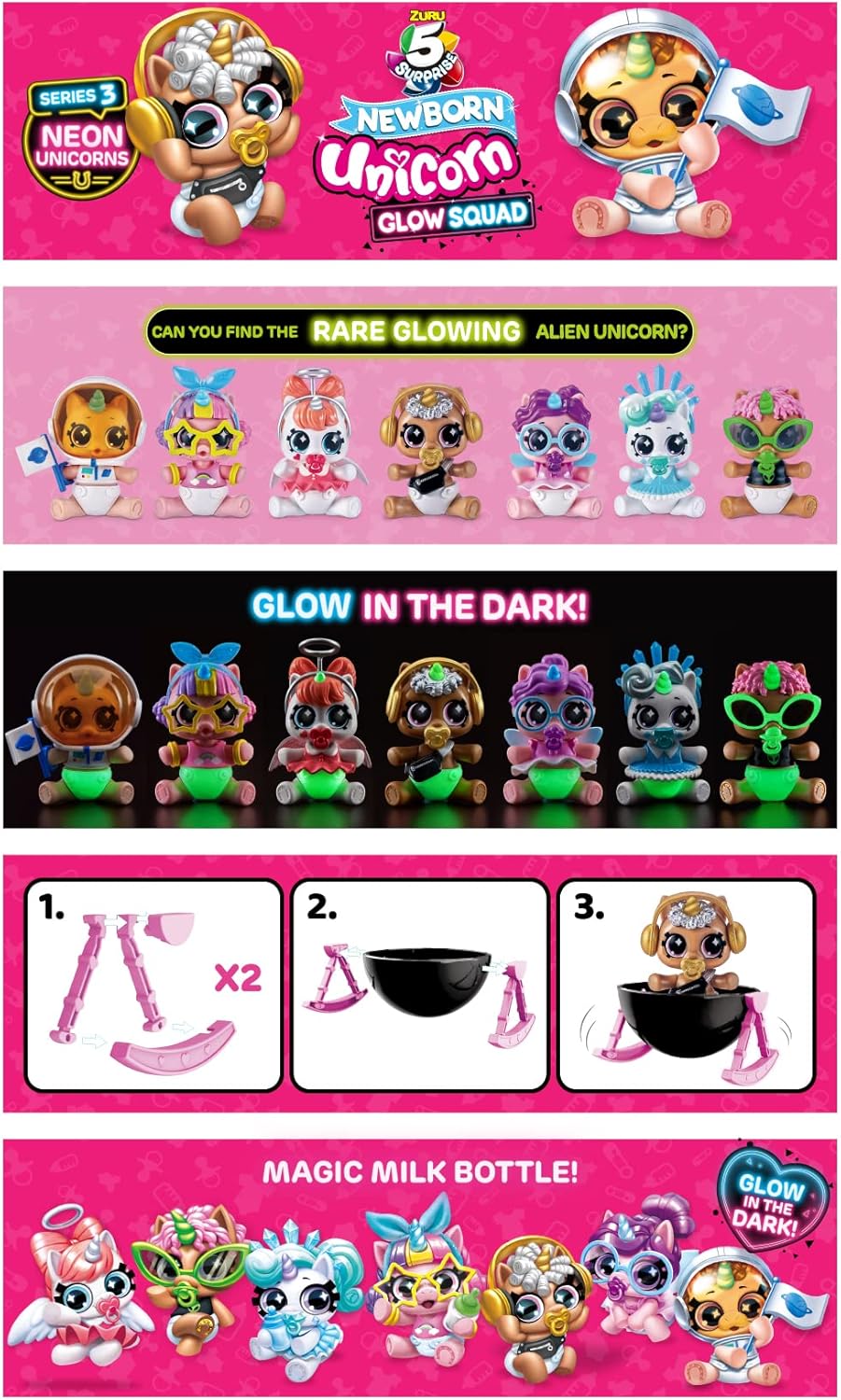 Snaps 5 Surprise Unicorn Squad Series 6 – Glow in the Dark Newborn
