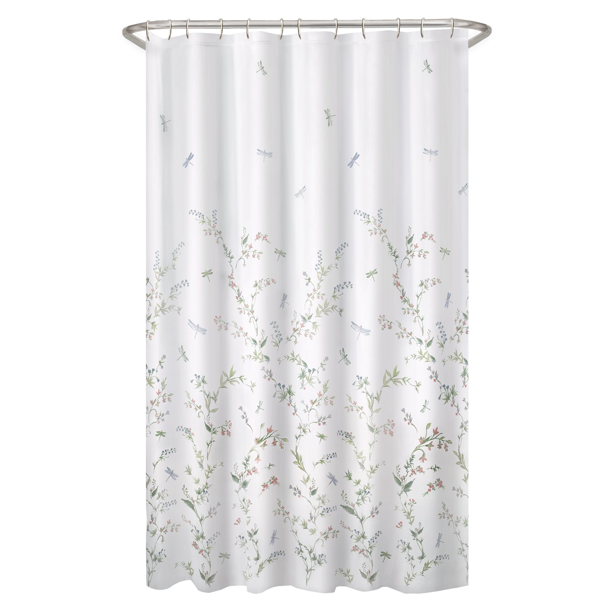 Maytex Dragonfly Garden Semi Sheer Fabric Shower Curtain | 70 x 72