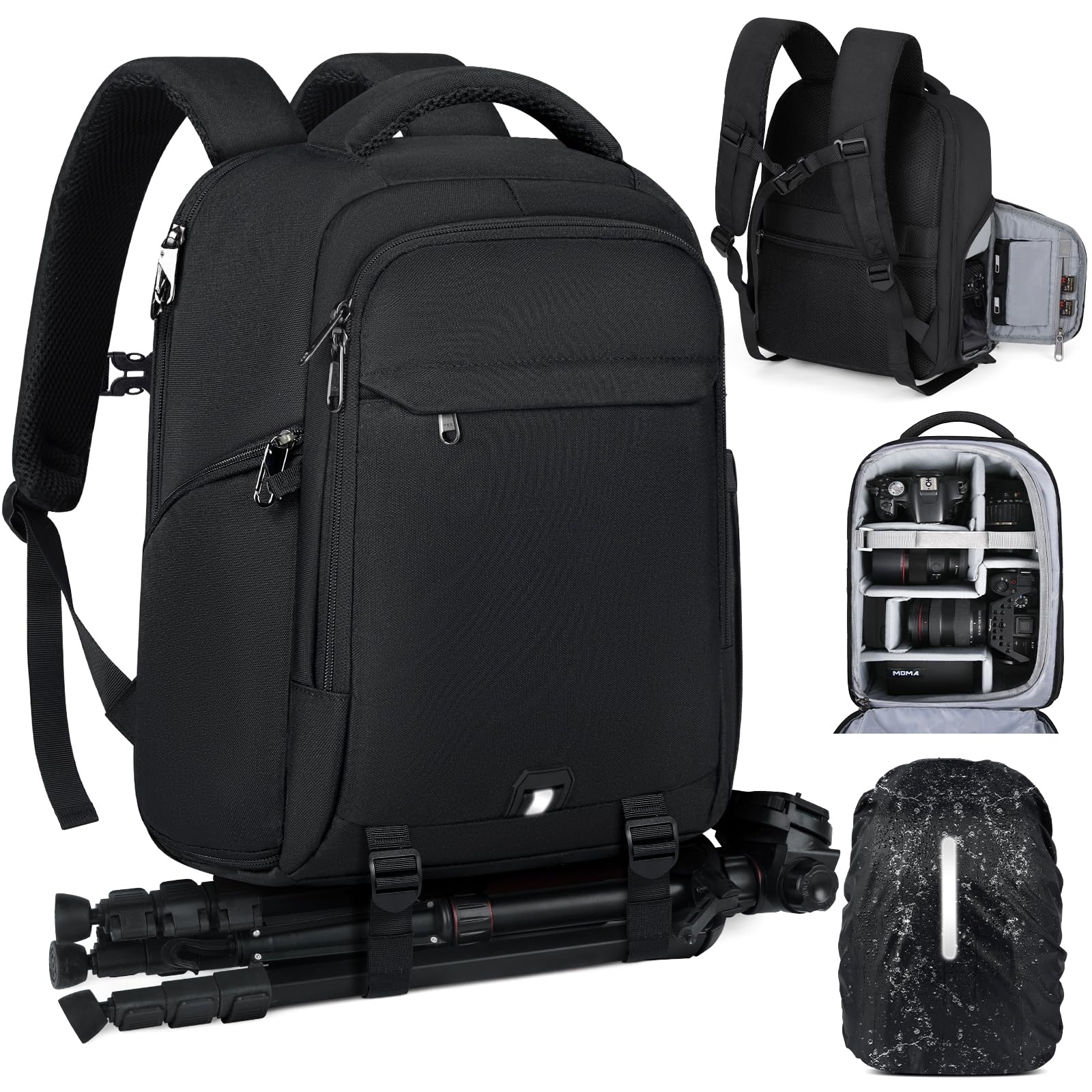 RAINSMORE Professional DSLR Camera Backpack with 14" Laptop Compartment