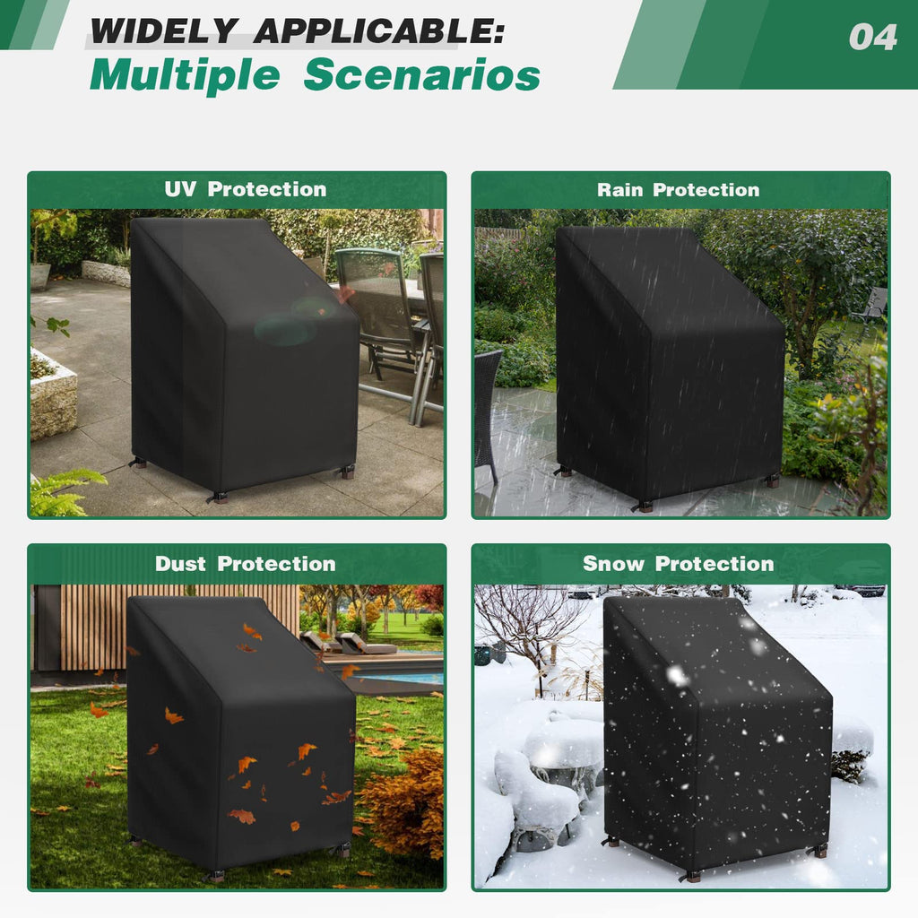 Widesmile Waterproof Patio Stacking Chair Cover - 420D Oxford - 2 Pack