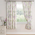 Dreams & Drapes Wisteria Floral Pencil Pleat Curtains – Purple 66x72"