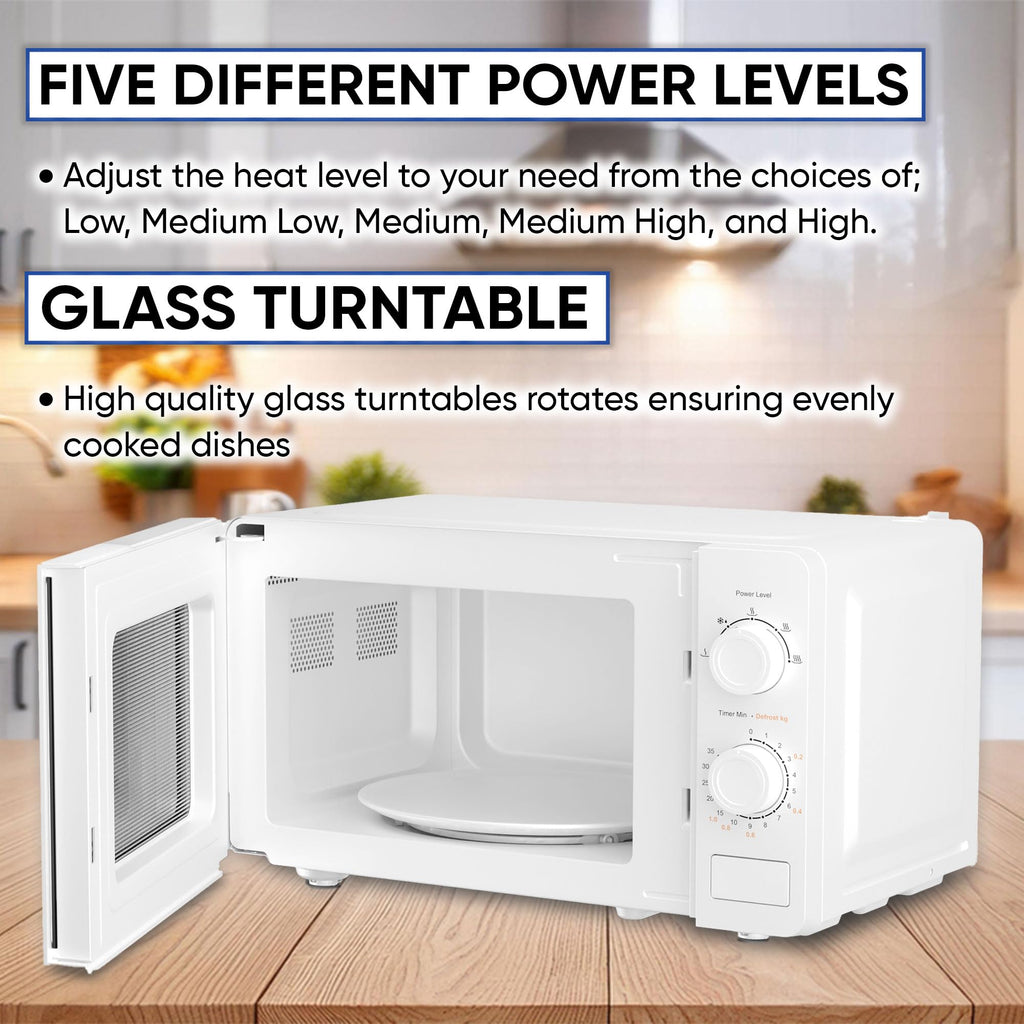 Cello 800W Microwave Oven | 20L Capacity with Defrost Function - White