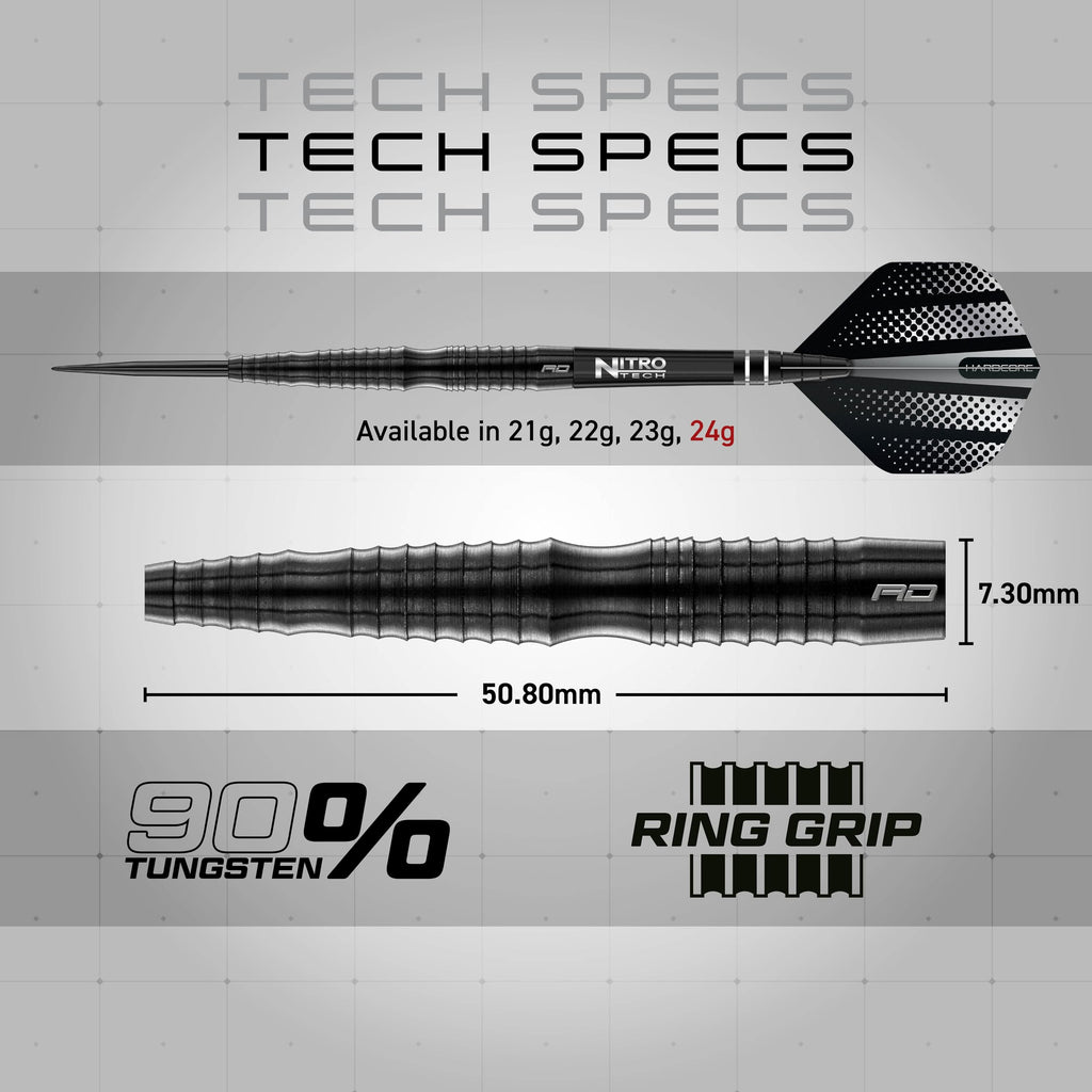 Red Dragon Razor Edge Extreme 24g Tungsten Darts Set with Flights