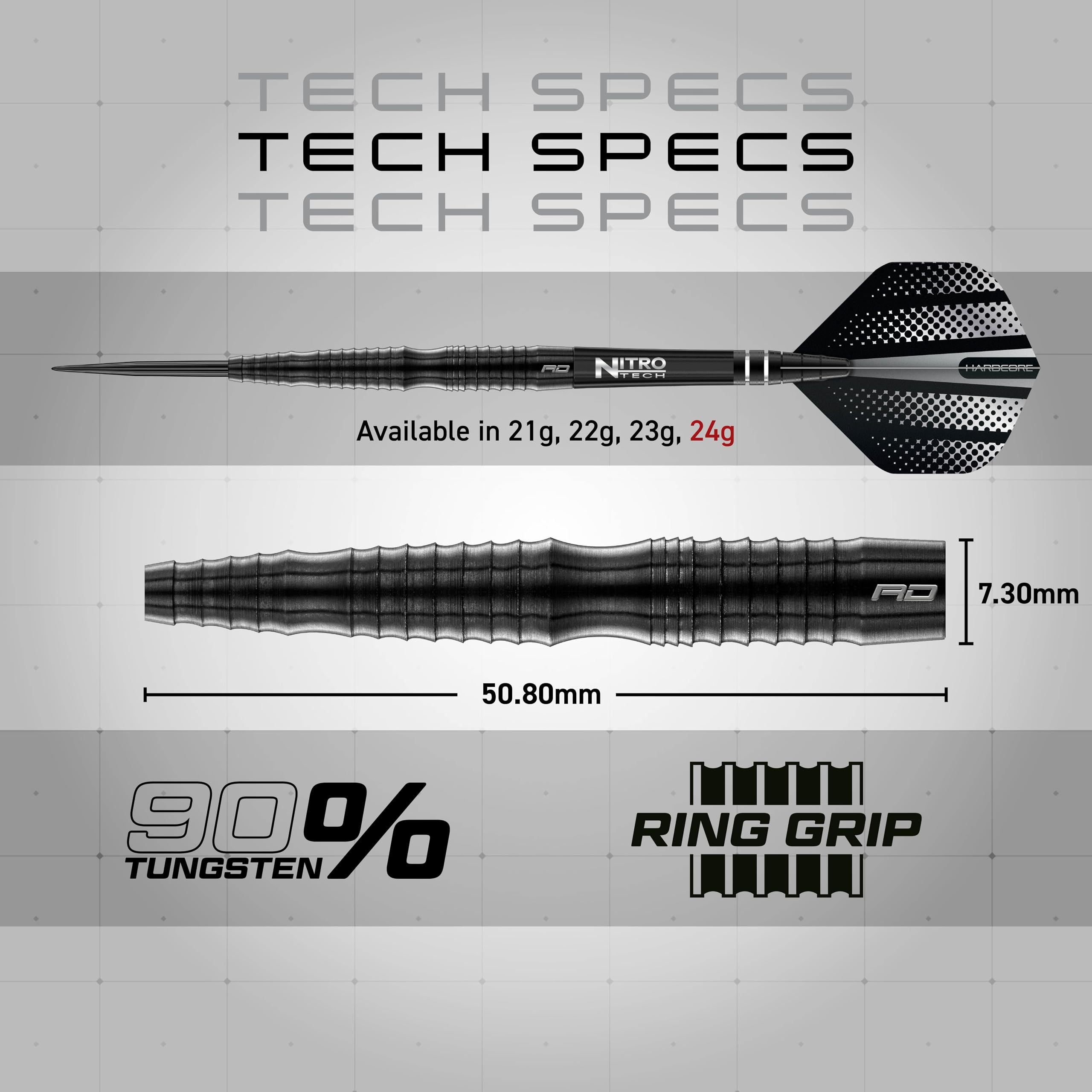 Red Dragon Razor Edge Extreme 24g Tungsten Darts Set with Flights
