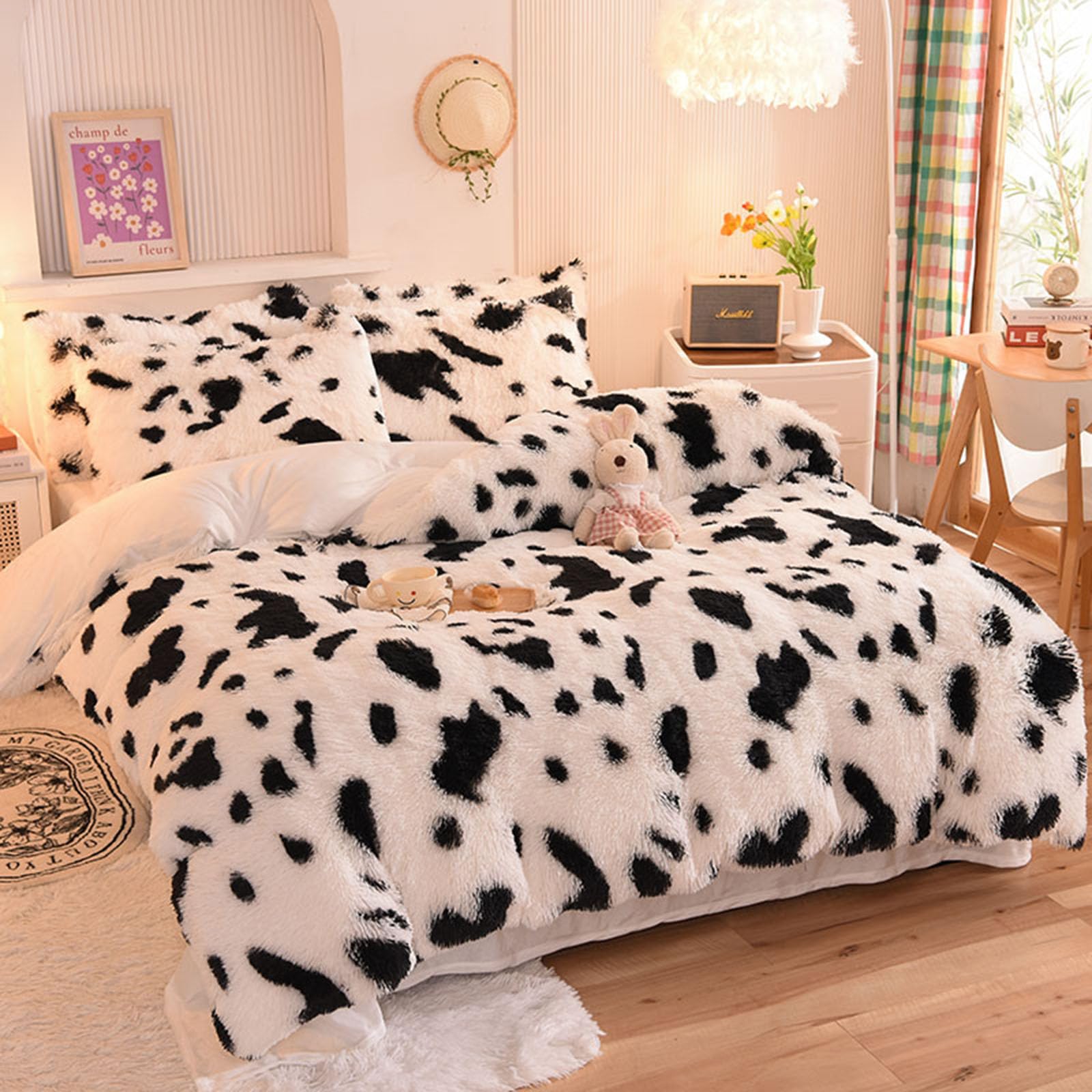 ZIQINPSQ Plush Shaggy Duvet Cover Set | Tie Dye Faux Fur Bedding – King