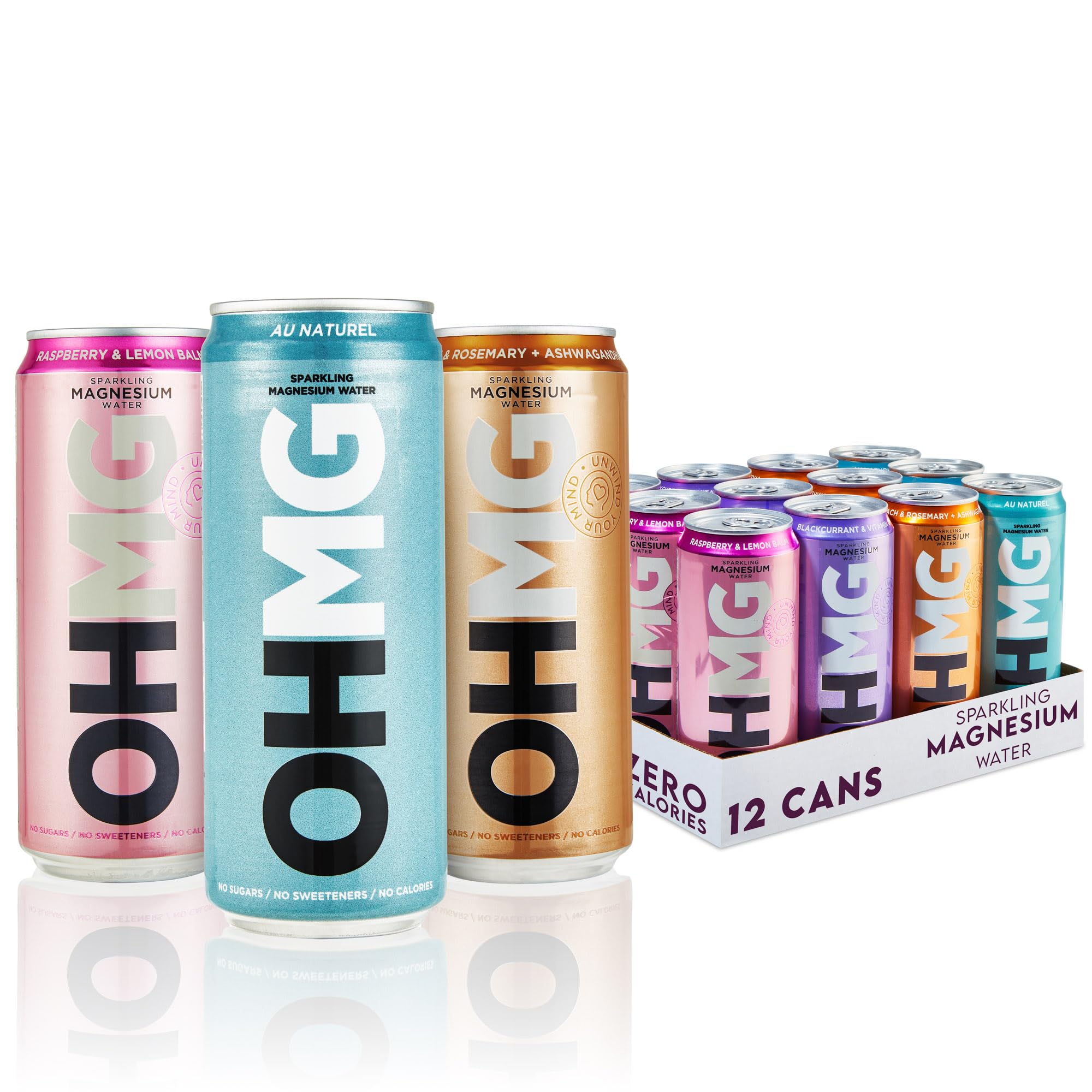 OHMG Sparkling Magnesium Water Variety Pack – 12 x 330ml Cans