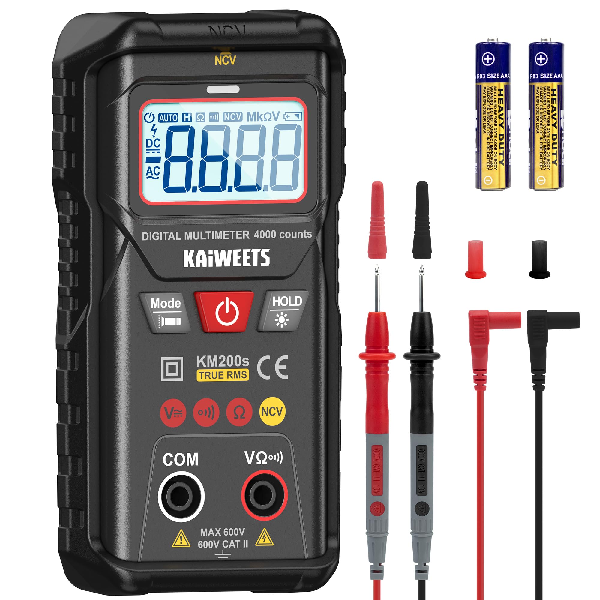KAIWEETS KM200s Digital Multimeter – True RMS Auto Ranging Voltmeter