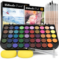 Nicpro 48 Color Watercolour Paint Set with 8 Brushes and 25 Art Pads