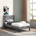 Merax 3FT Single Upholstered Bed Frame – Wingback Linen Grey, 90x190cm
