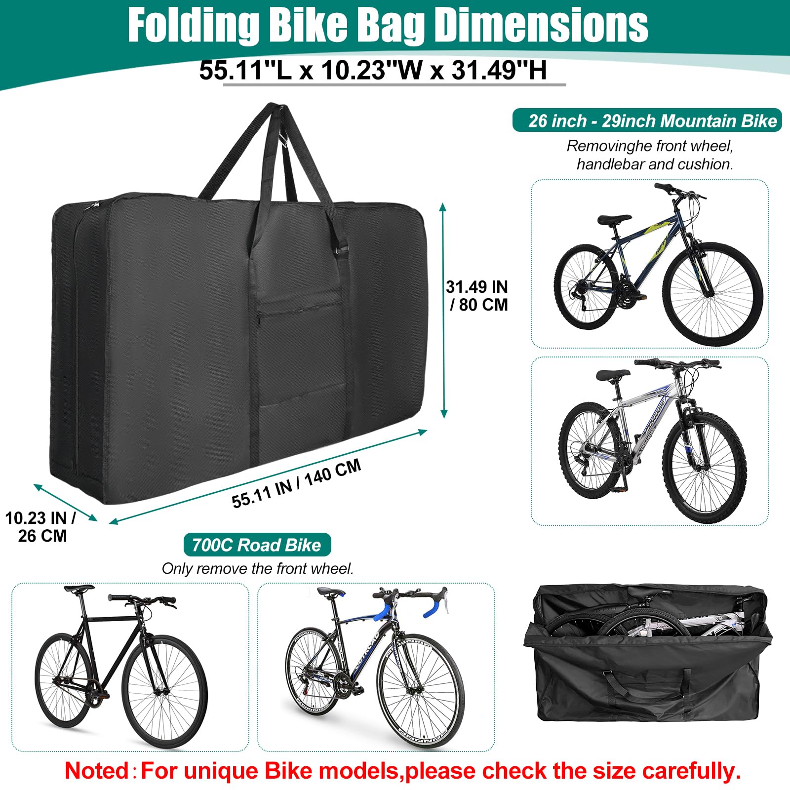 Jolof Store Bike Travel Bag for Airplane | Heavy Duty 900D MTB Case