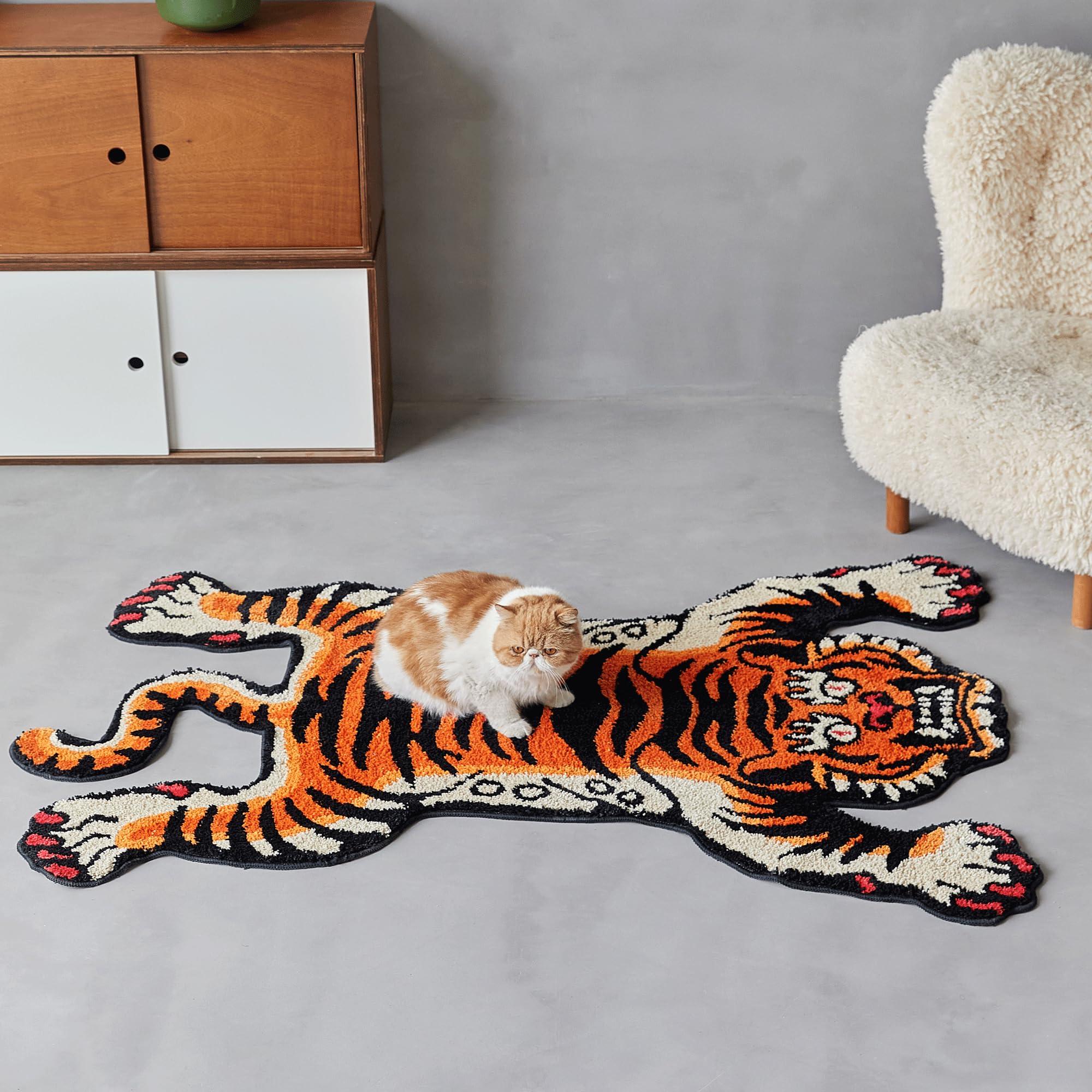 Tibetan Tiger Quilted Rug – Washable Non-Slip Long Pile Rug