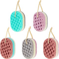 Natural Fiber Exfoliating Bath Sponge - 5 Pack Oval Body Scrubber