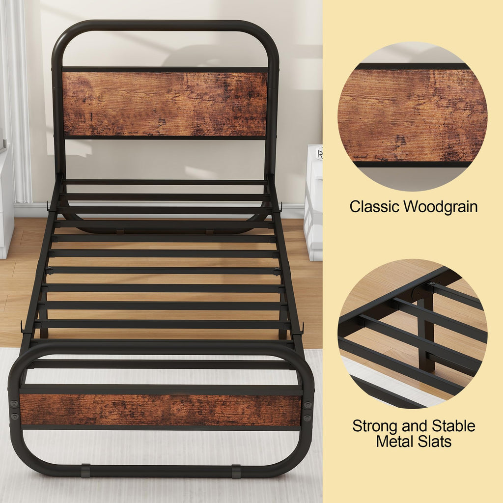 Diahomy 3ft Single Bed Frame, 90x190cm Metal Platform Bed, Bed Base,Brown - image 3