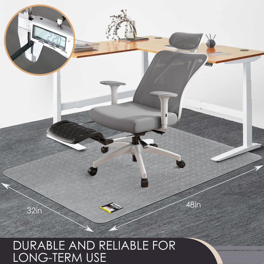 Kuyal Clear Office Chair Mat for Carpet – 32" x 48" Heavy Duty Desk Mat
