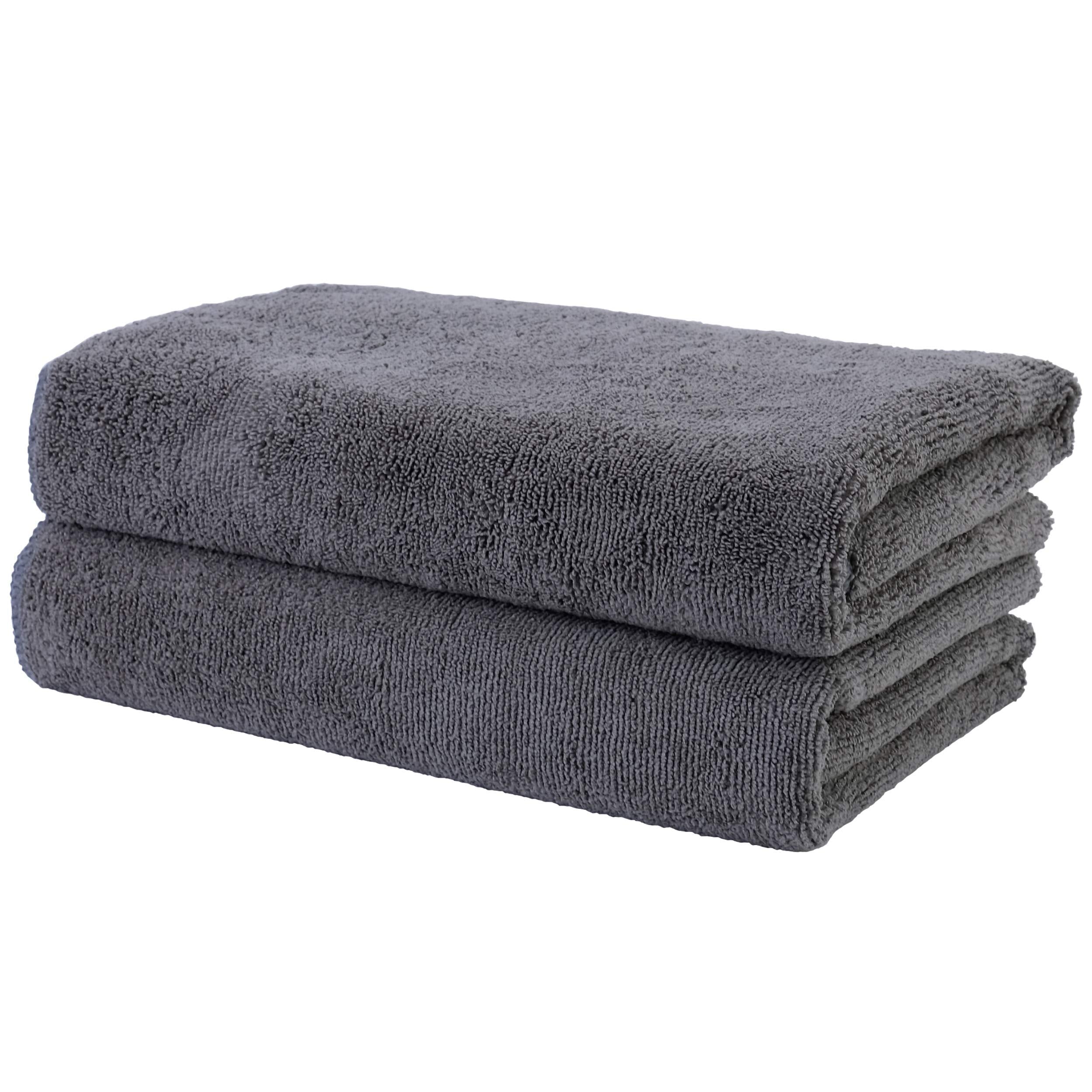 Polyte Microfibre Hair Drying Salon Towel - 2 Pack, Dark Grey (50x101 cm)