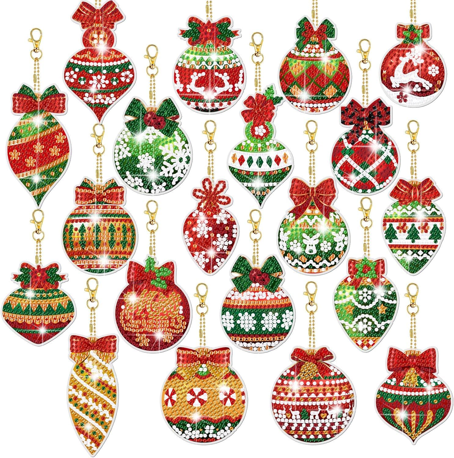 Jolof Store 20PCS Christmas Diamond Painting Kits - 5D DIY Art Keychains