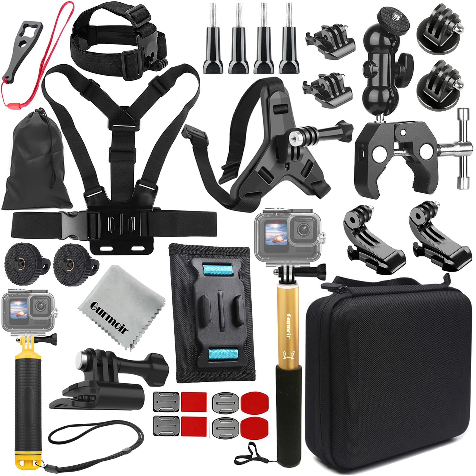 Gurmoir Action Camera Accessory Kit for GoPro, DJI & Insta360 (DT18)
