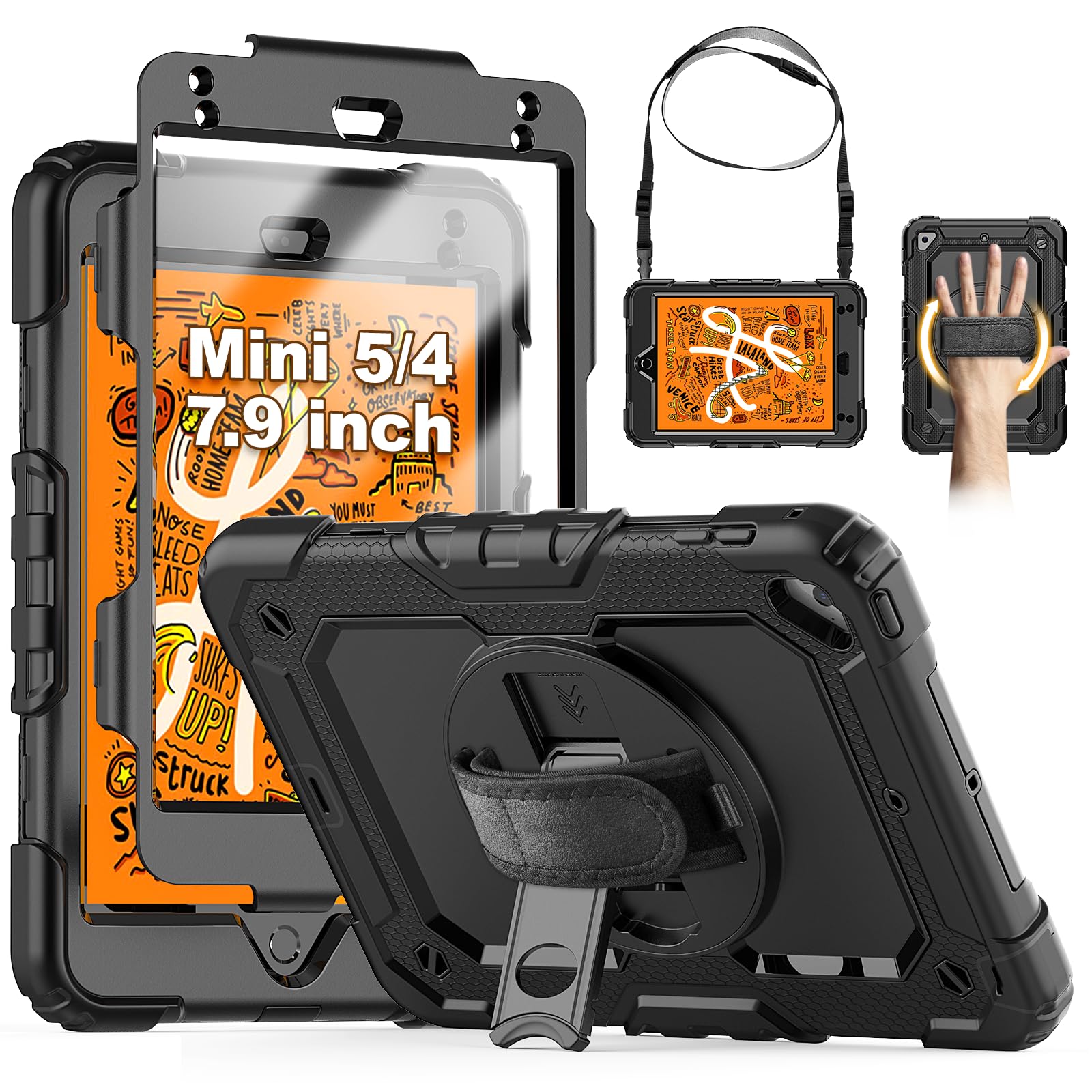 SEYMCY iPad Mini 5/4 Case – Shockproof Cover with Stand & Strap