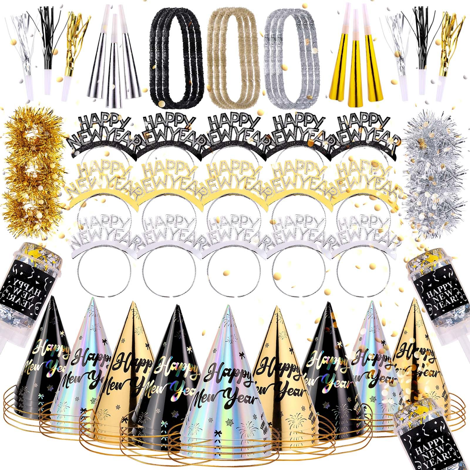 Auihiay 269 PCS New Years Eve Party Supplies Kit – Black & Gold 2026