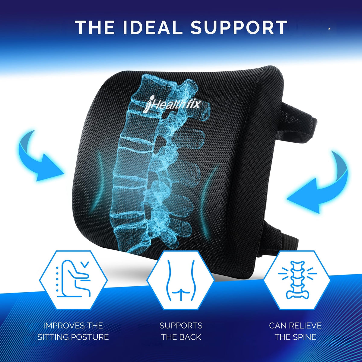 Healthfix® Car Lumbar Support Pillow | Back Cushion to Help Improve Posture Hard