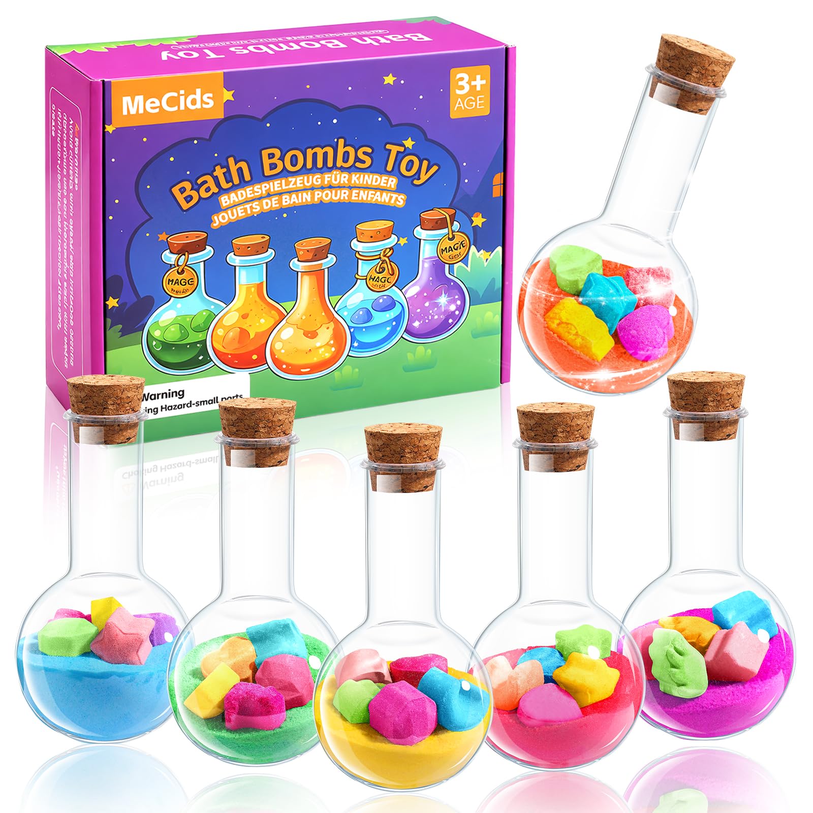 MeCids DIY Magic Potion Bath Bombs for Kids – 6 Pack Organic Fizzy Kit