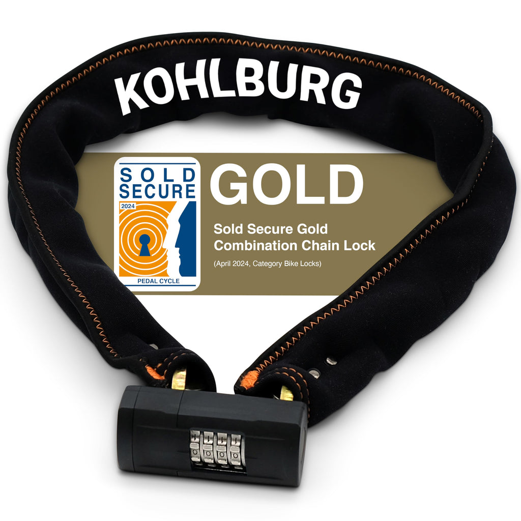 KOHLBURG Sold Secure Gold Combination Bike Lock - 8mm Hardened Steel Chain