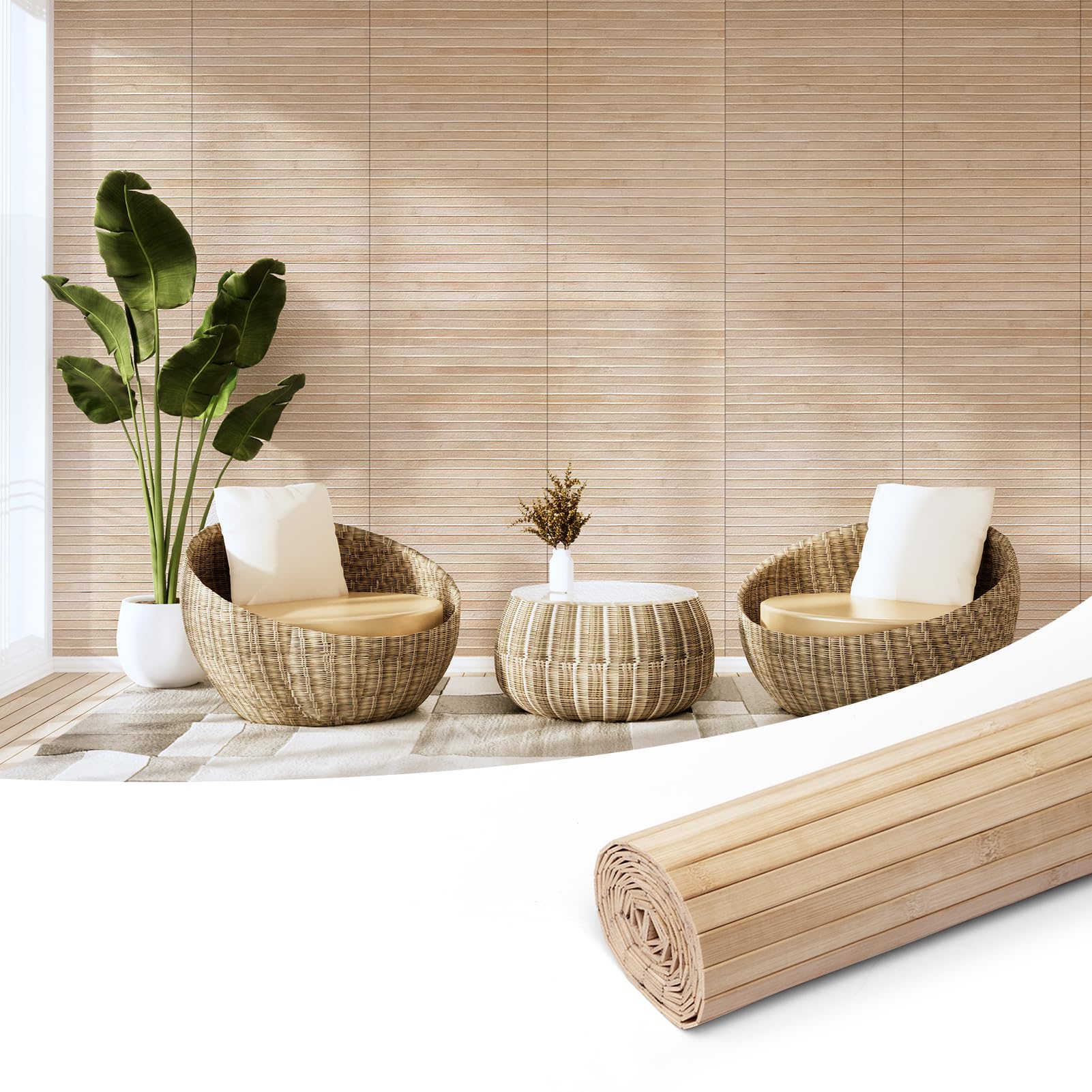 Art3d Natural Carbonized Bamboo Wall Panel - Pole Wrap Wainscoting, 12x96