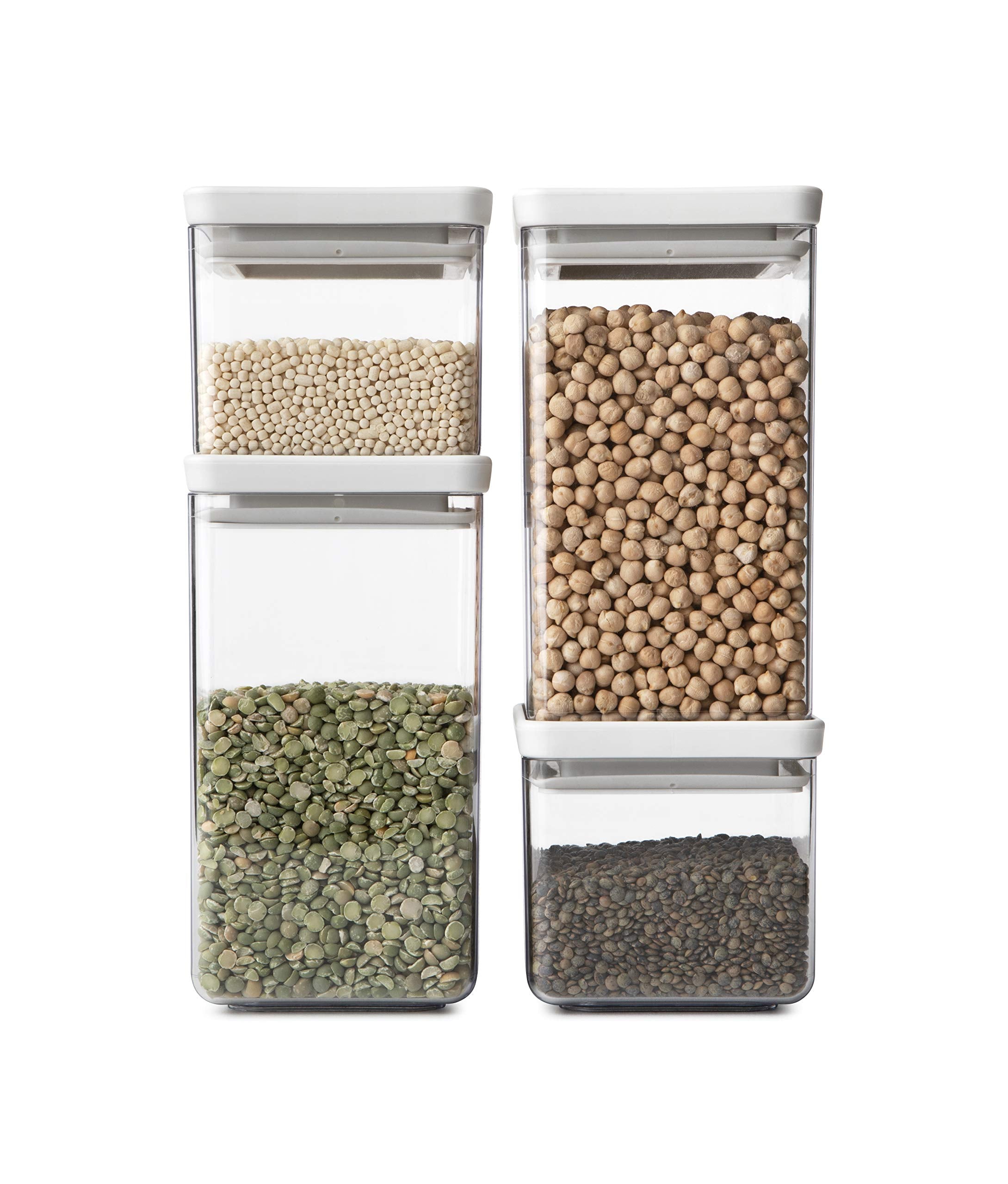 Brabantia Tasty+ Square Storage Jar Set of 4 – Stackable Light Grey