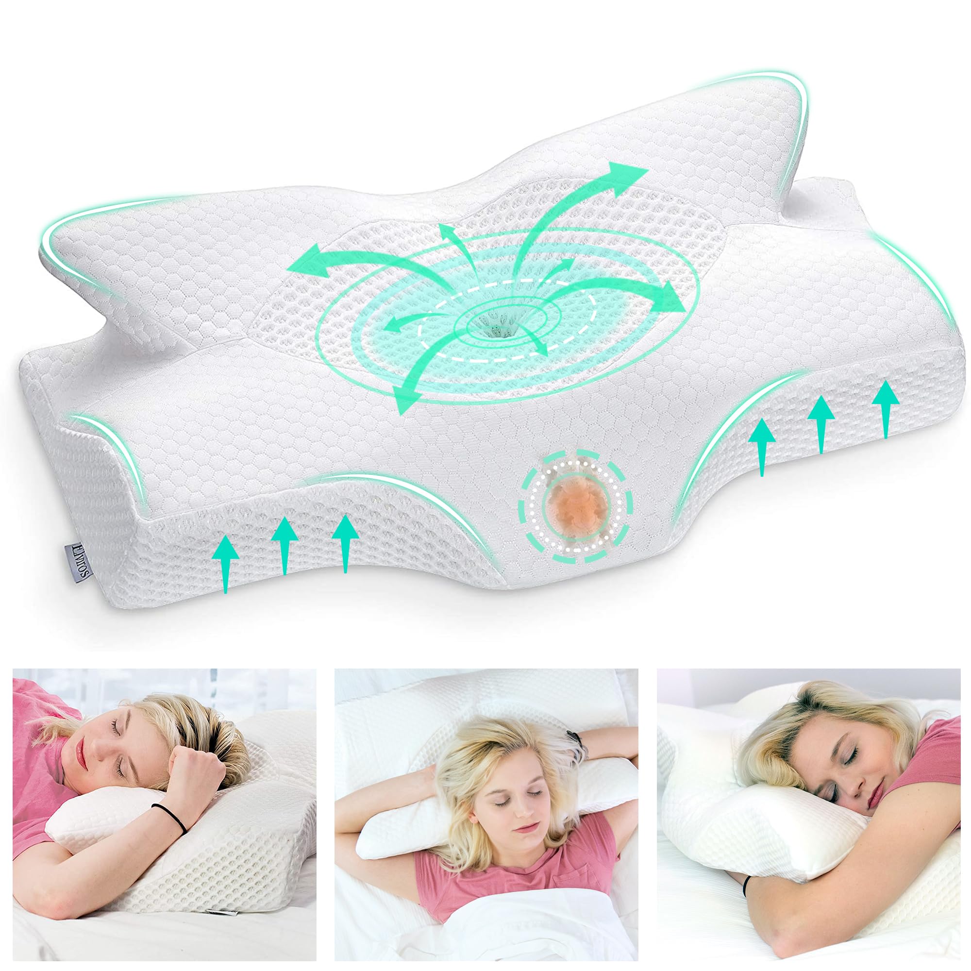 Elviros Cervical Memory Foam Pillow – Orthopedic Neck Support for Pain